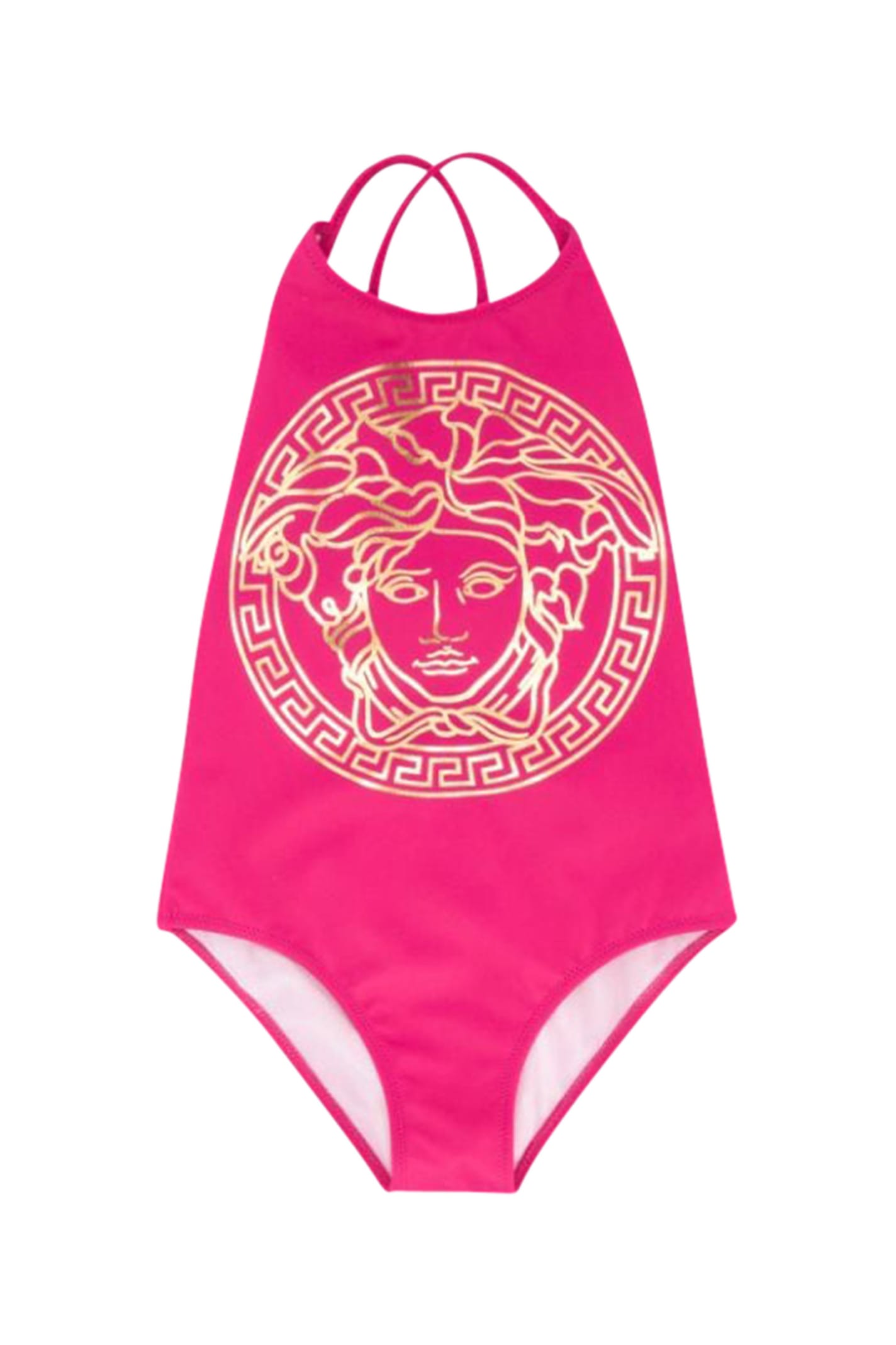 Young Versace One Piece Swimsuit With Application In Fucsia