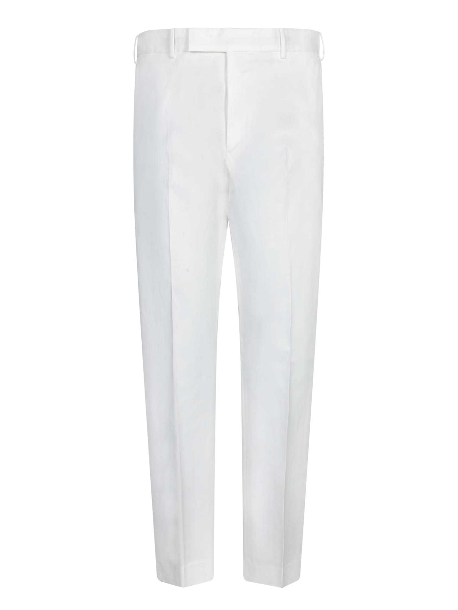 Pt Torino Refined Cotton Twill White Trousers With Detailing In White