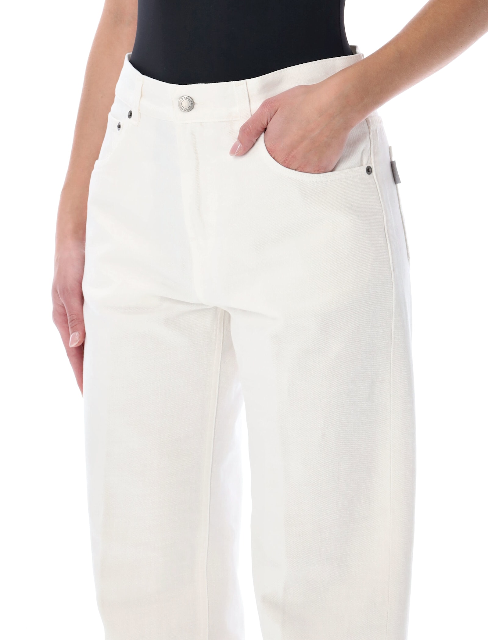 Haikure Bonnie Bull Denim Wide Leg Trousers In White