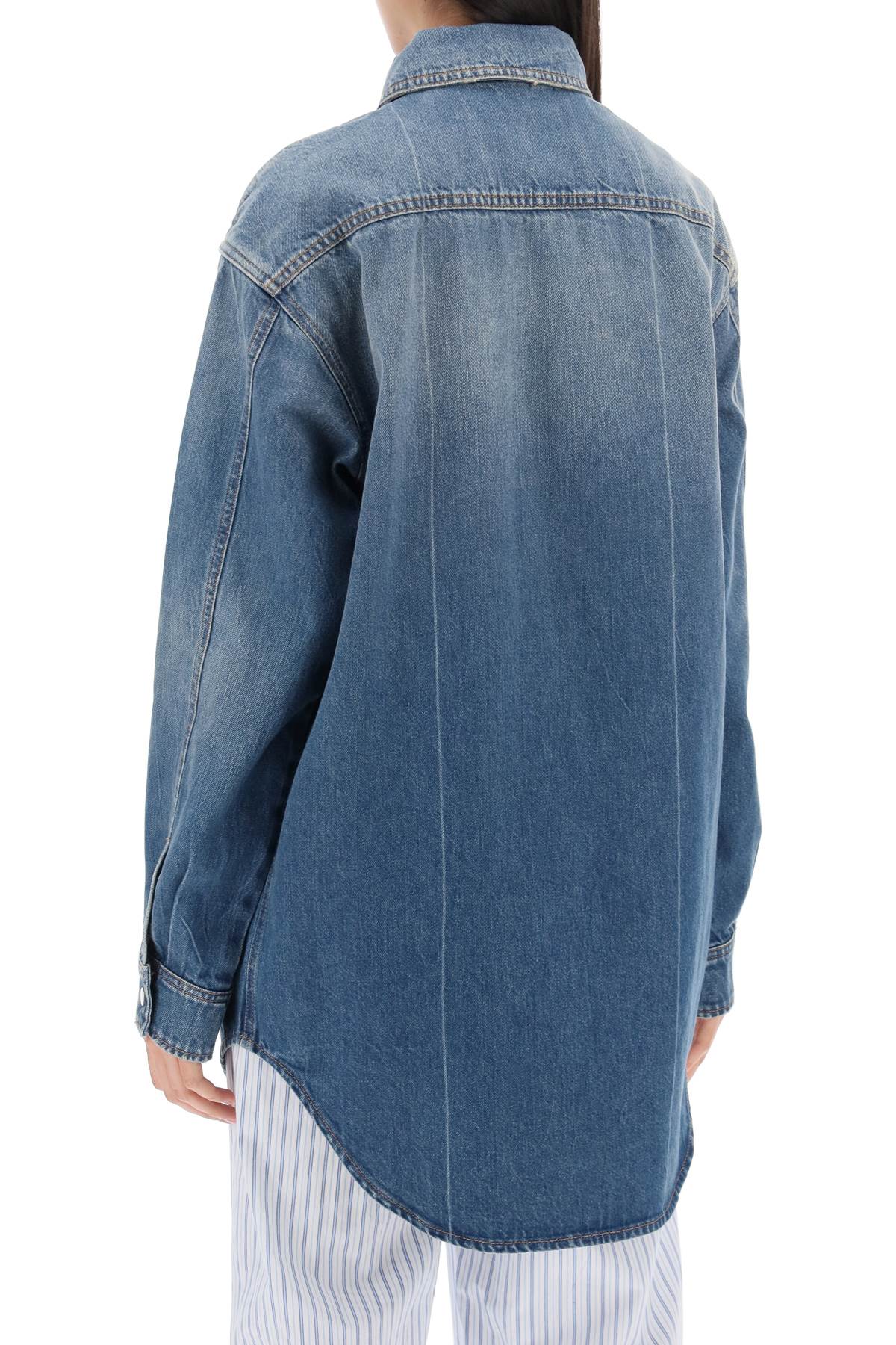 Shop Closed Denim Overshirt Made Of Recycled Cotton Blend In Mid Blue (blue)