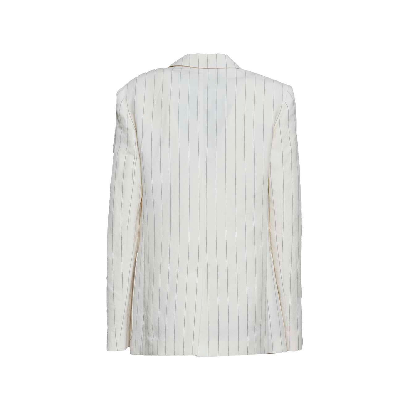 Shop Max Mara Striped Single-breasted Jacket In White