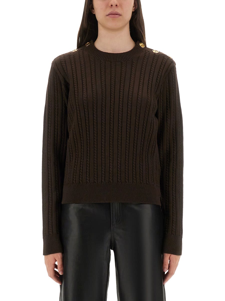 Wool Sweater With Button Detail