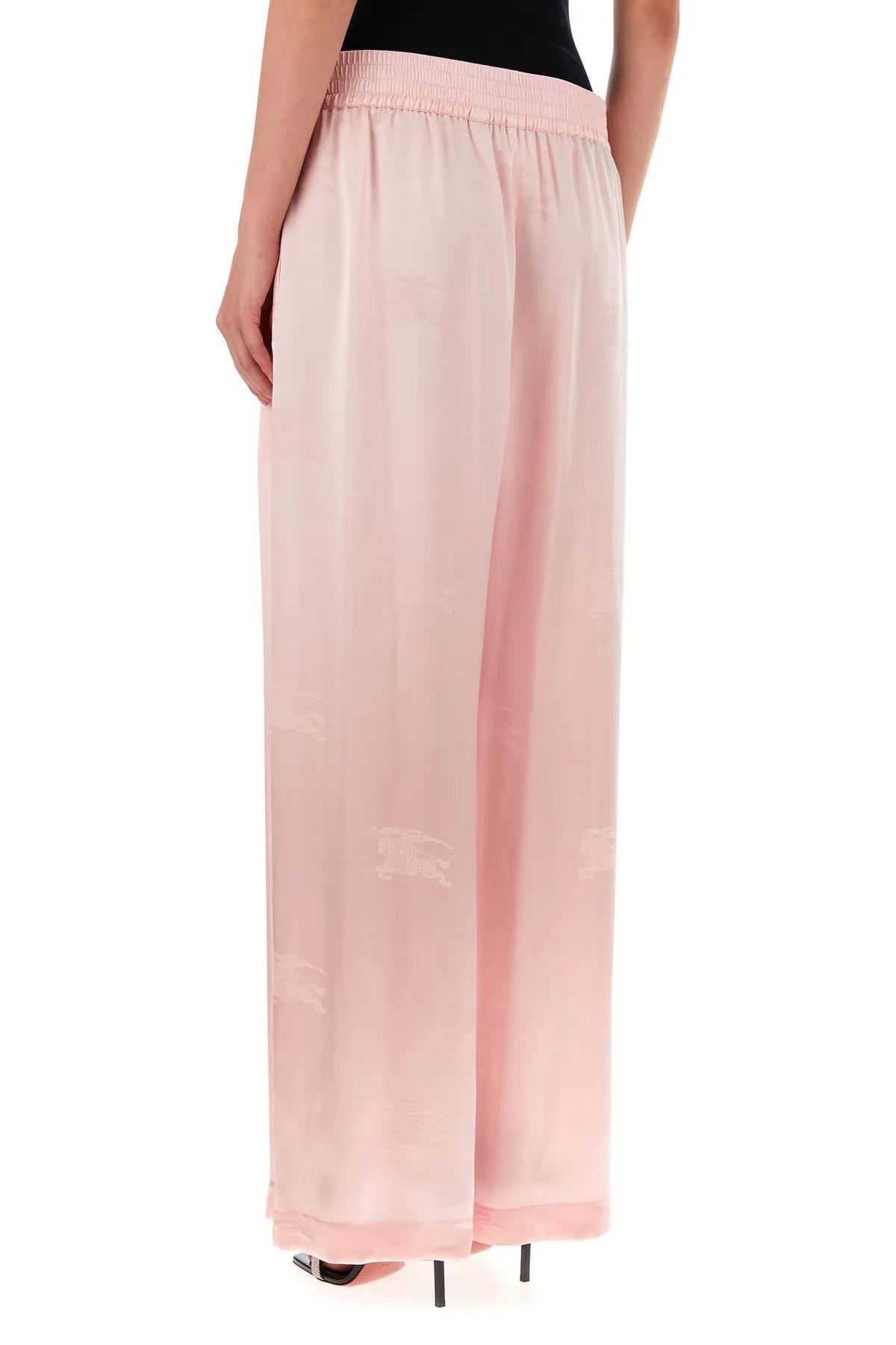 Burberry Ekd Silk Jacquard Wide-leg Trousers In Pink