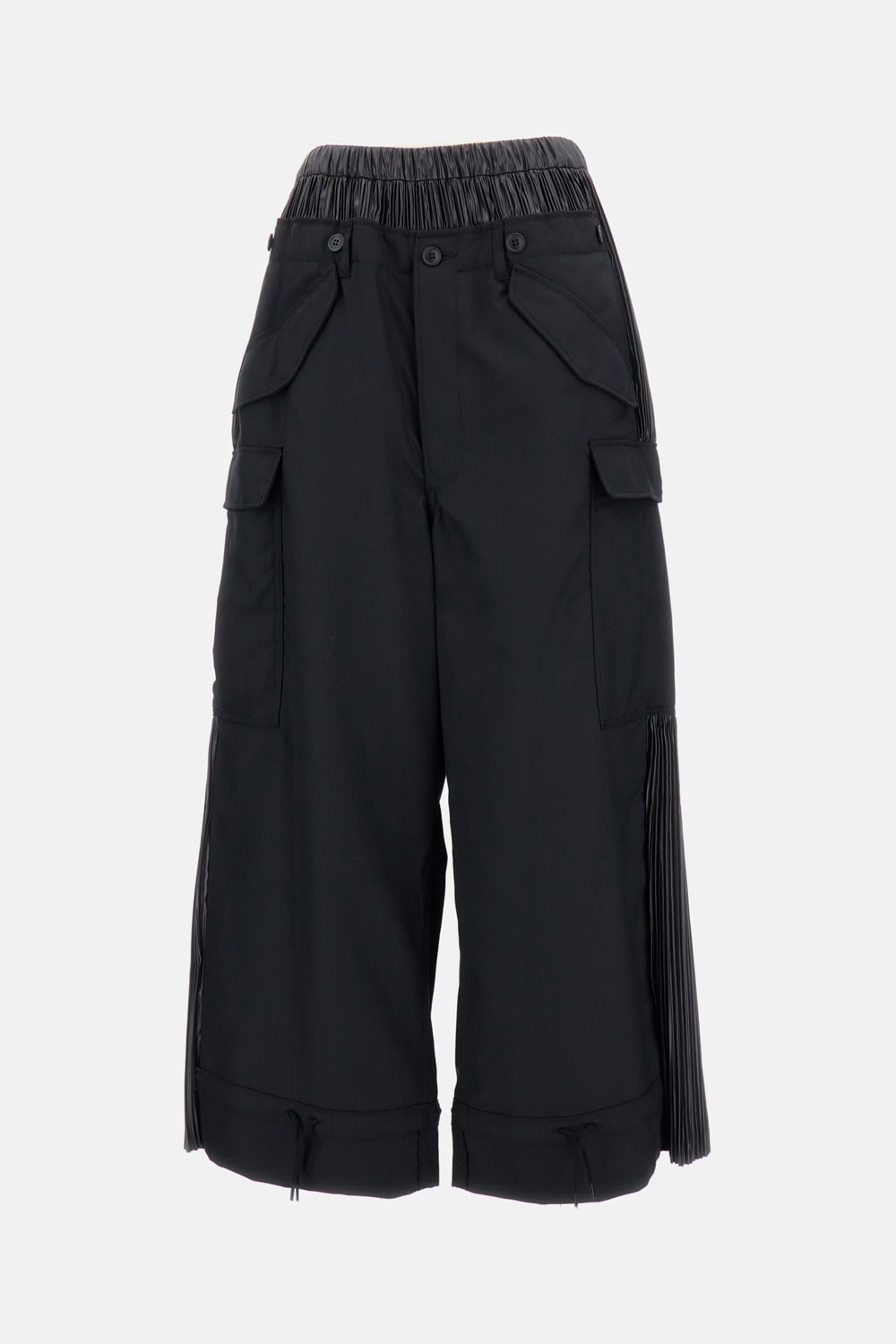 Junya Watanabe Pleated-panel Cargo-pocket Trousers In Black