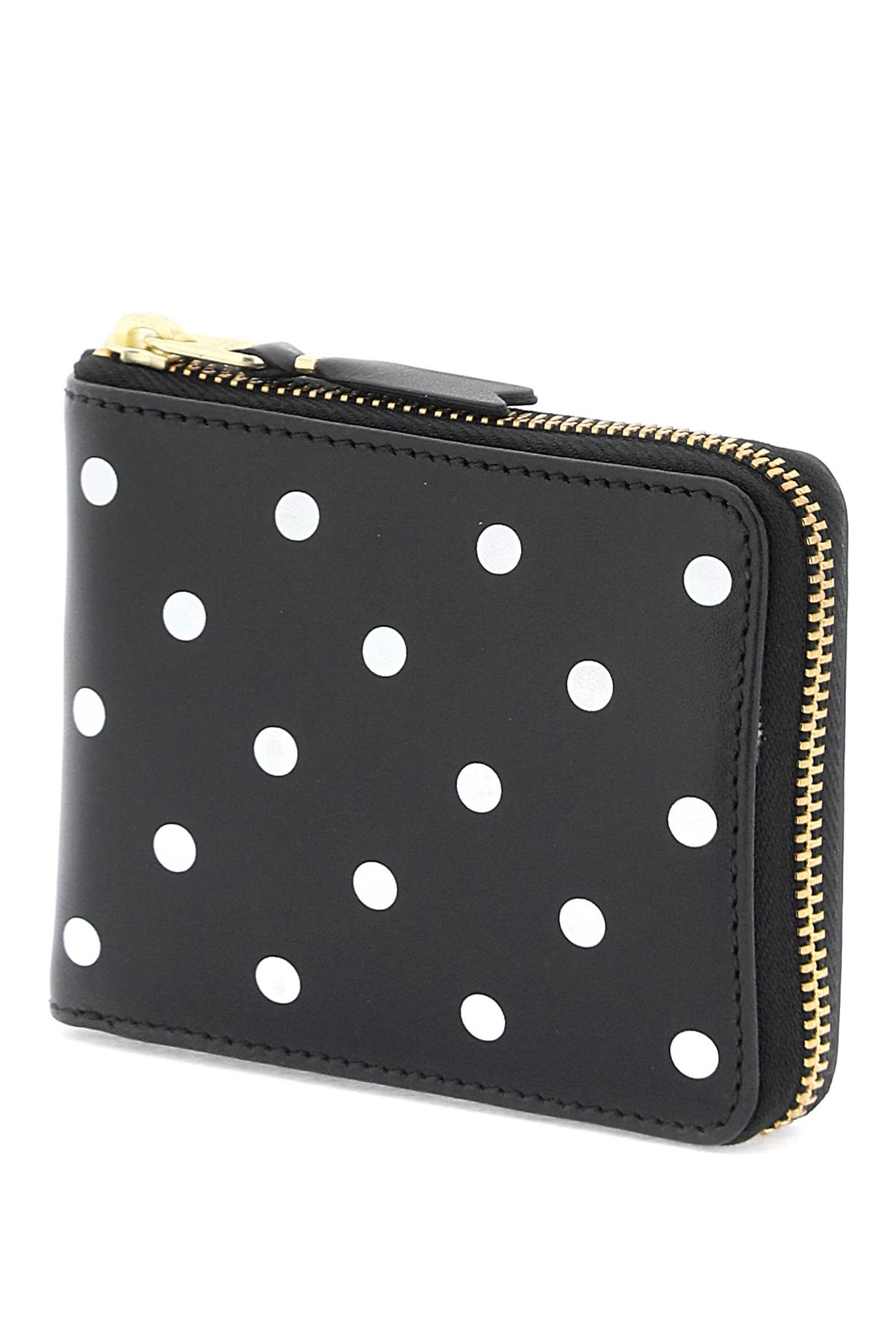 Shop Comme Des Garçons Polka Dot Zip Around Wallet In Black (black)