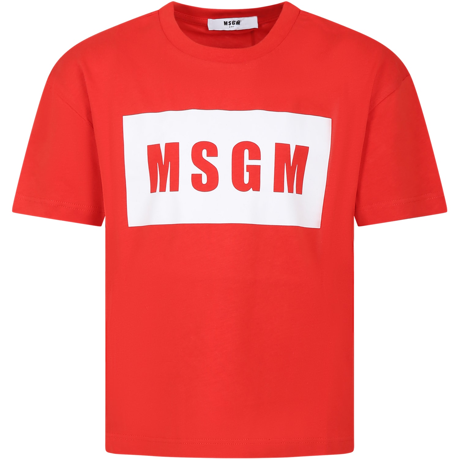 Msgm Red T-shirt For Kids With Logo
