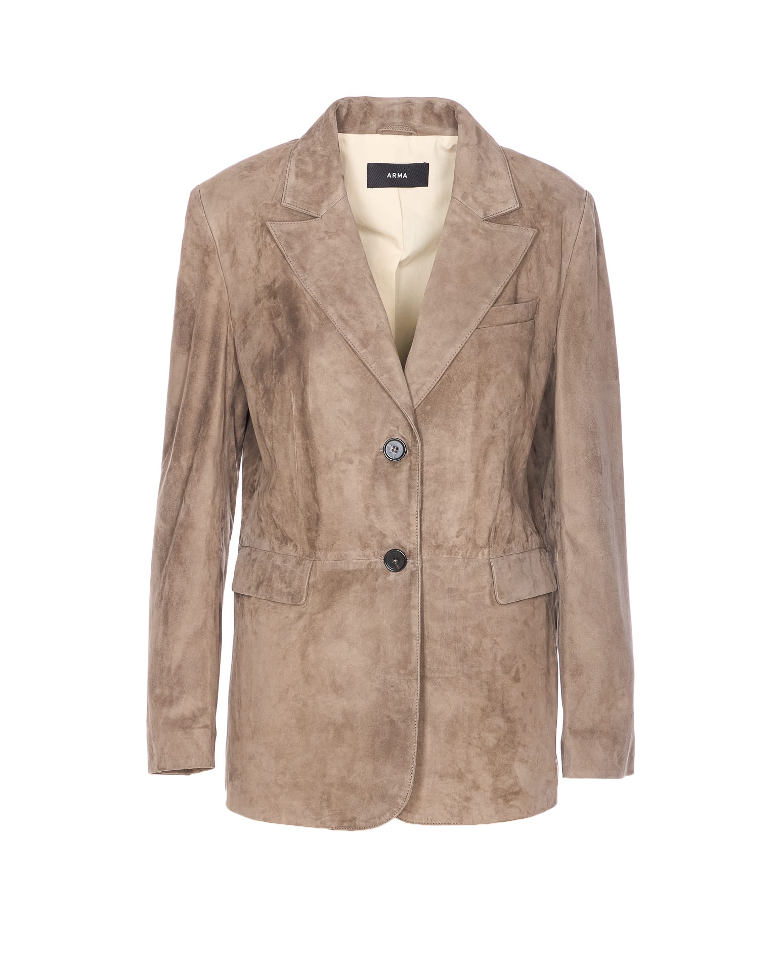 Arma Button-fastening Suede Blazer In Neutral