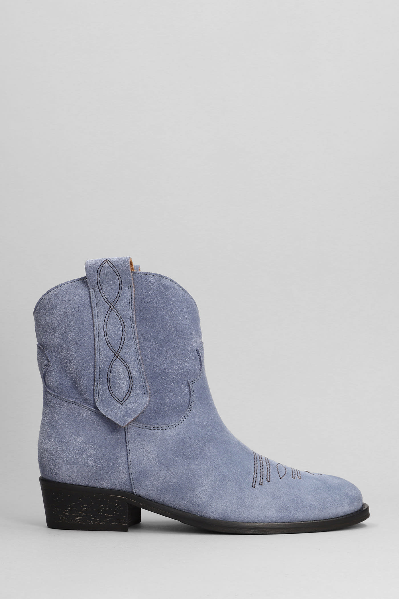 Texan Ankle Boots In Cyan Suede