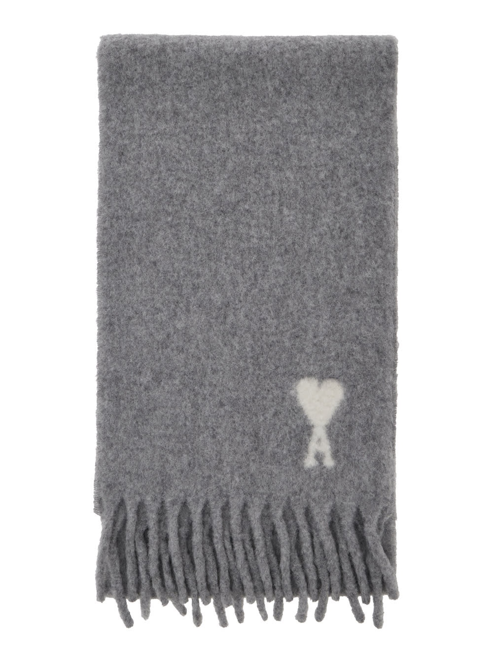 Ami Alexandre Mattiussi Ami Paris Women Off White Ami De Coeur Scarf Baby B4 In Gray