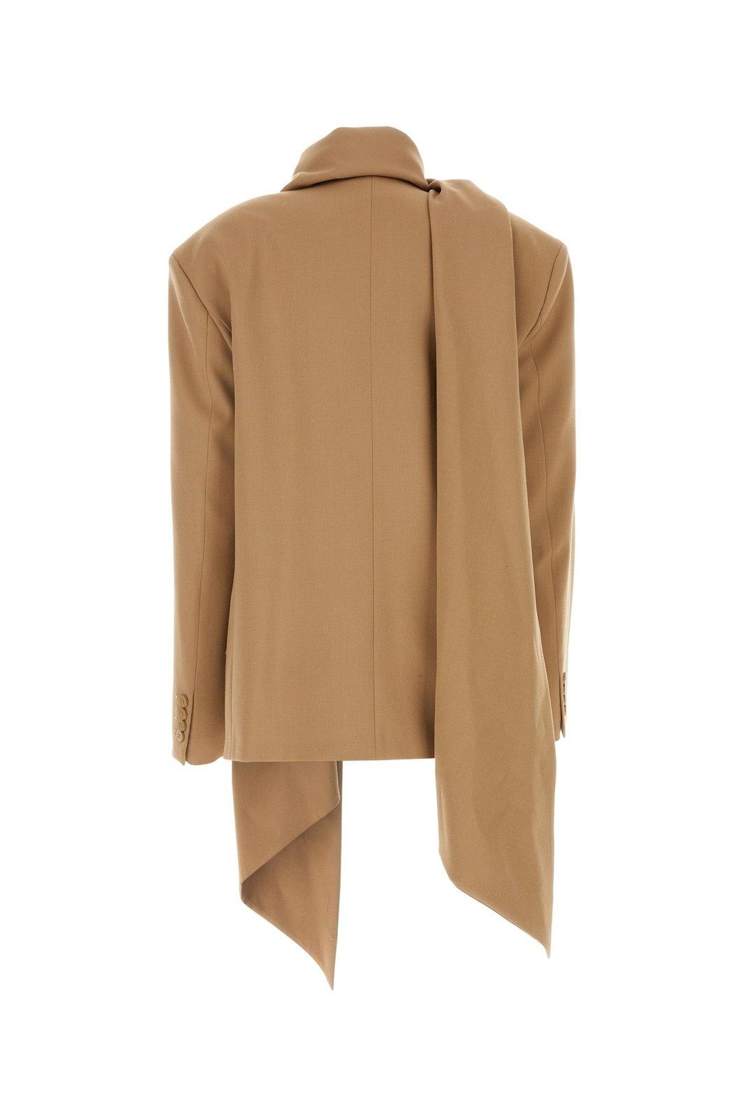 Attico Scarf-embellished Single-breasted Blazer In Camel