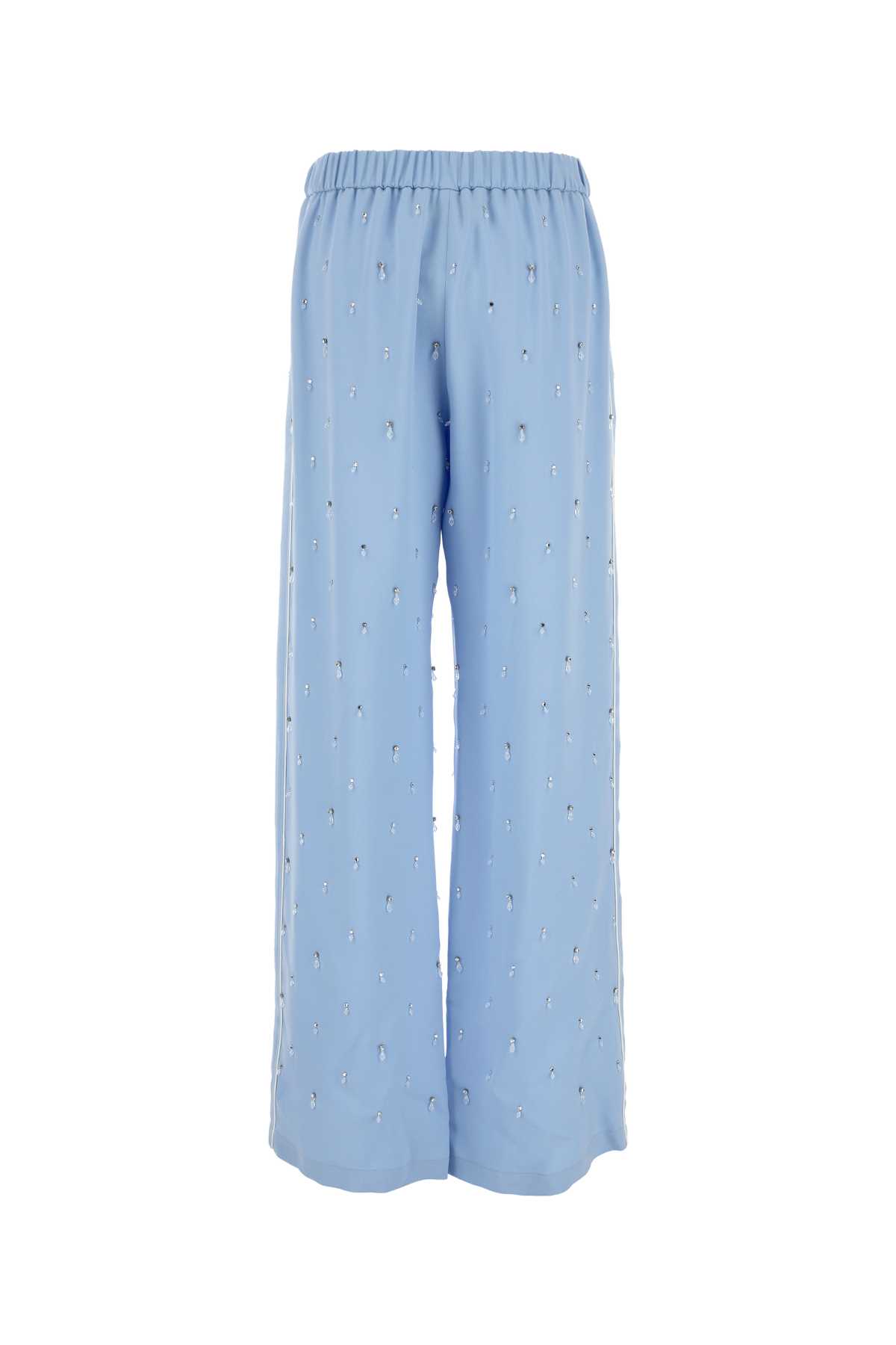 Shop Gucci Powder Blue Crepe Wide-leg Pant In Lavenderauramix