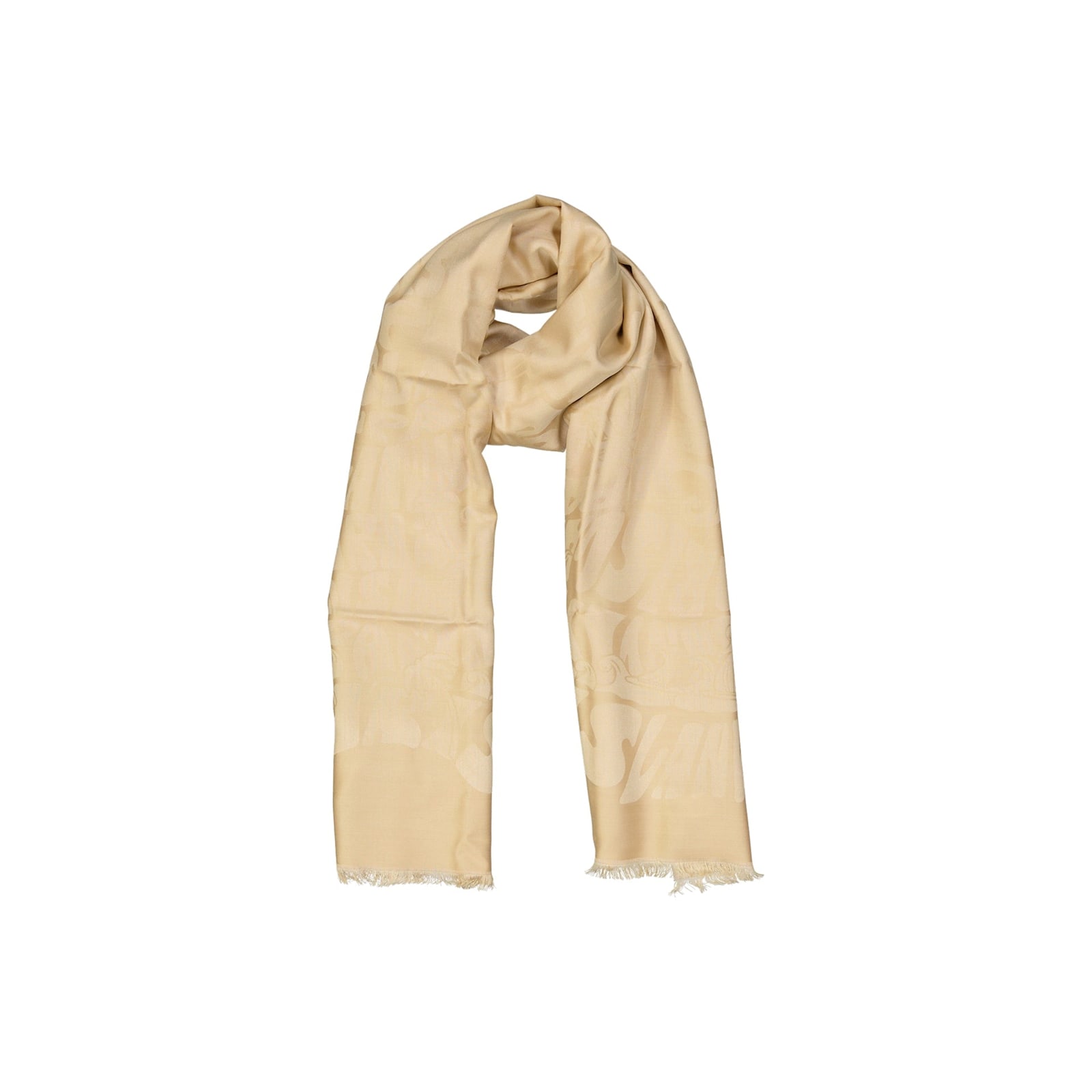 Shop Lanvin Silk And Wool Scarf In Beige