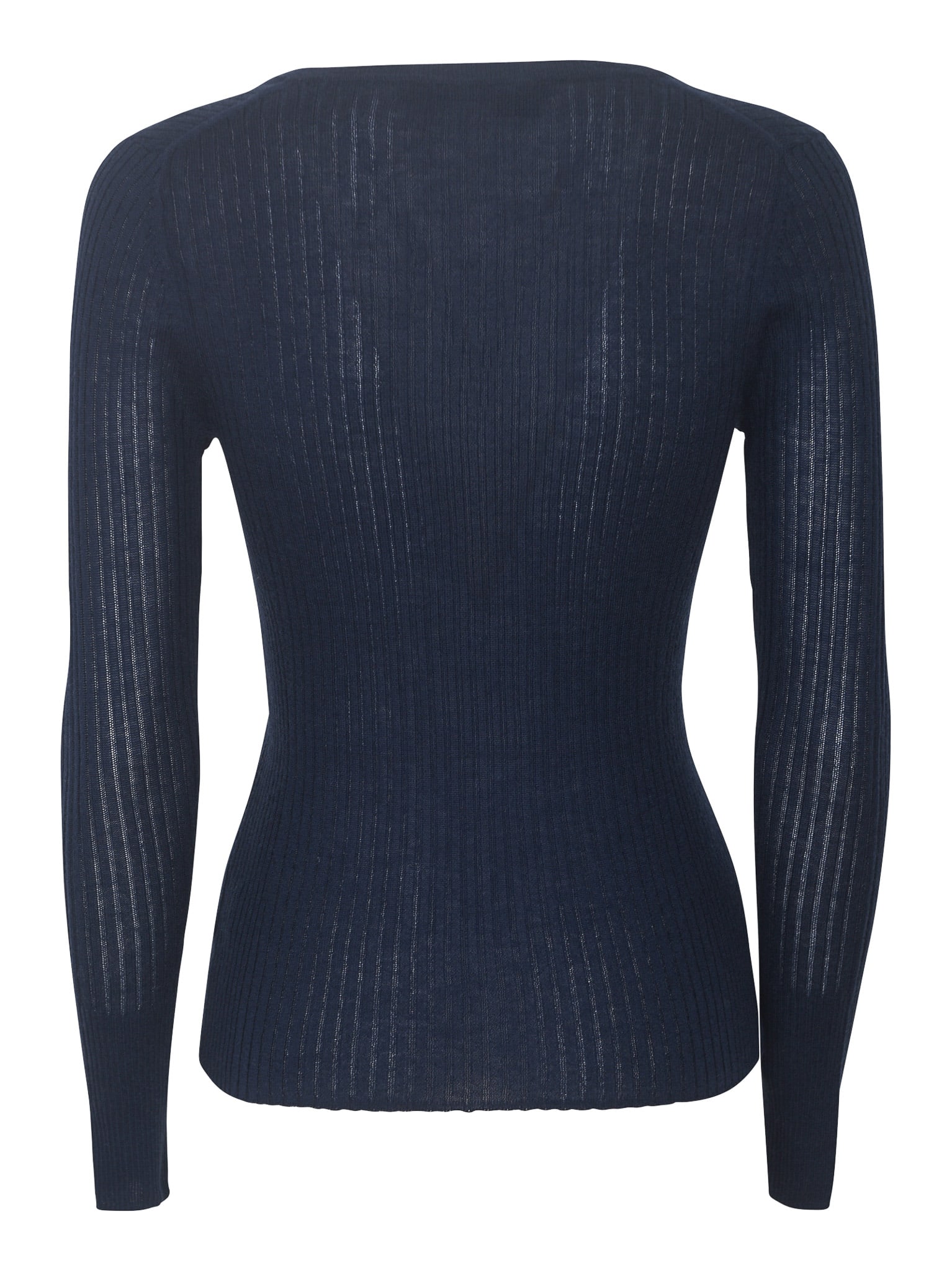 Shop 360cashmere V-neck Rib Knit Sweater In Navy