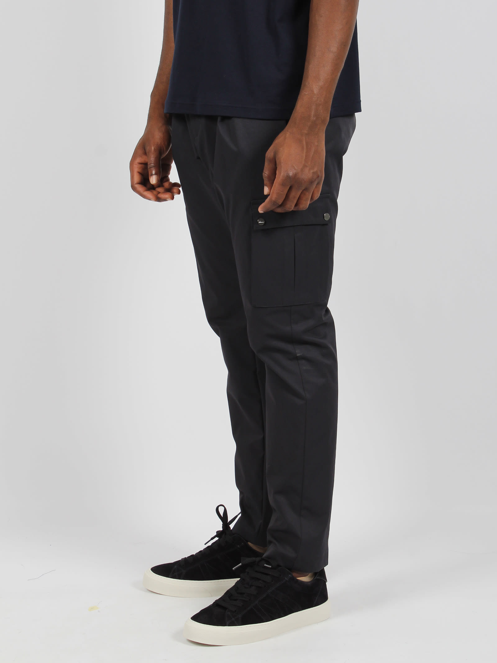 Shop Herno Cotton Feel Resort Trousers In Blue