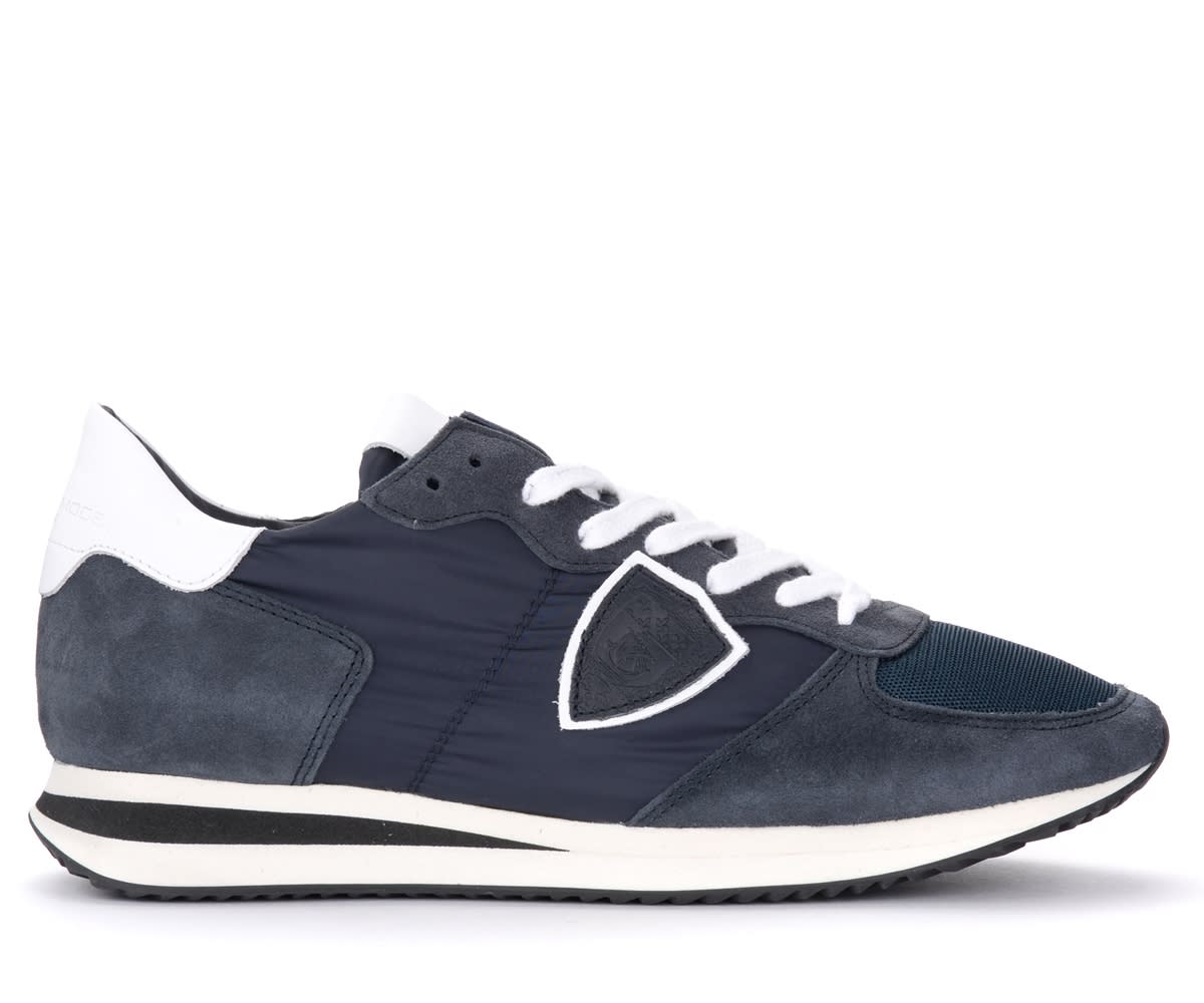 Blue Suede And Fabric Sneaker Philippe Model Tropez X