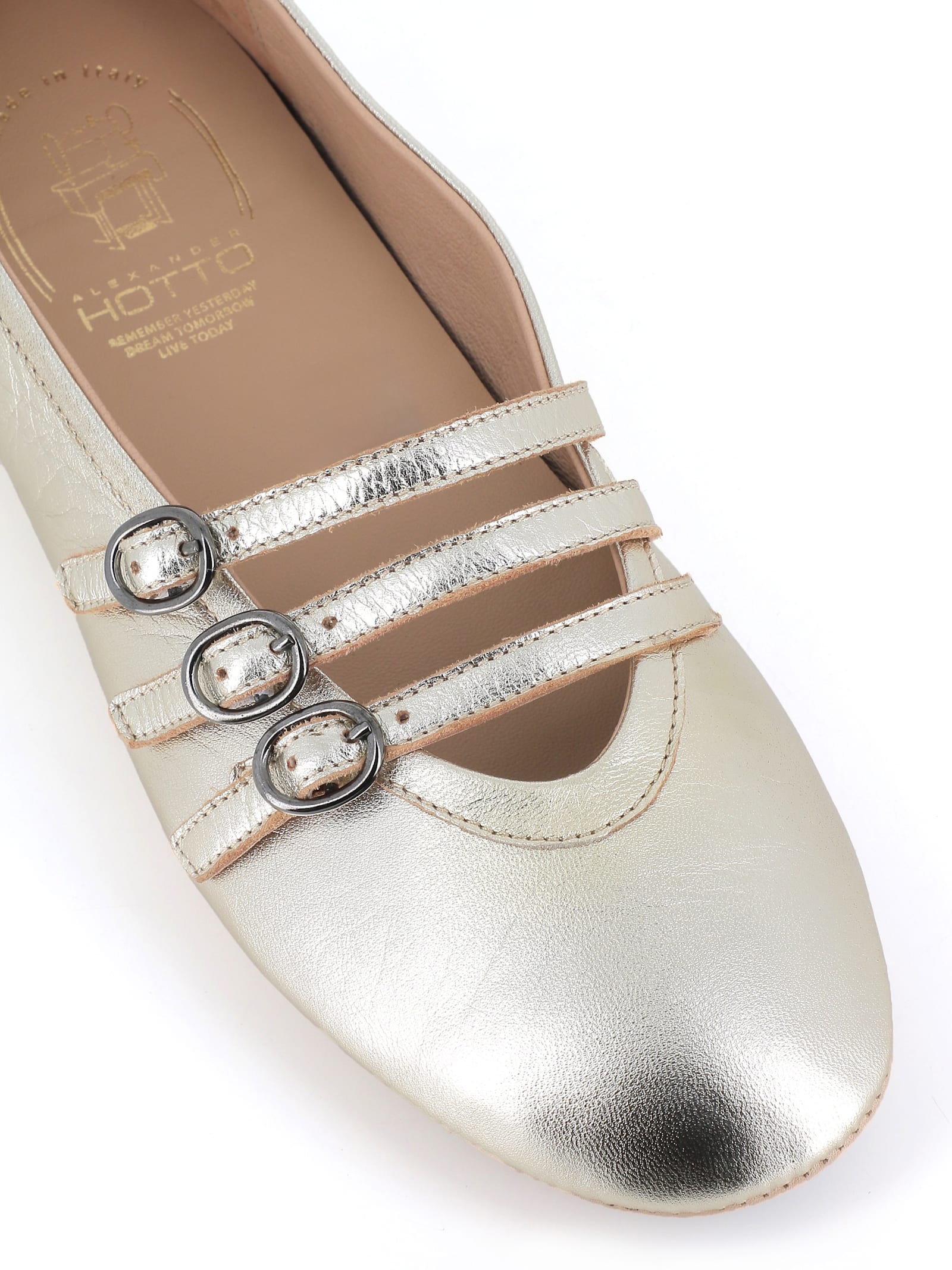 Alexander Hotto Metallic Leather Ballet Flats In Platinum