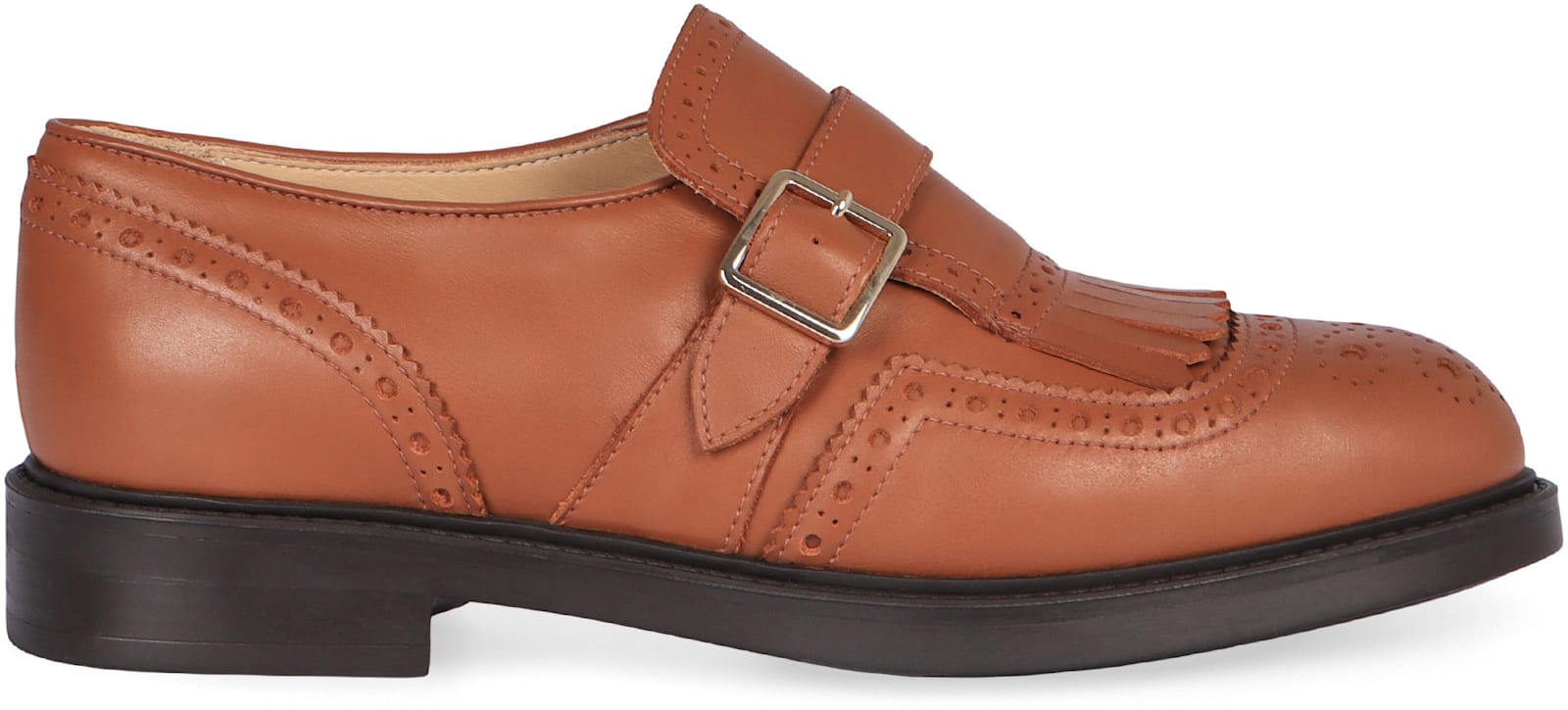 Doucal's Monk-strap In Leather In Brown