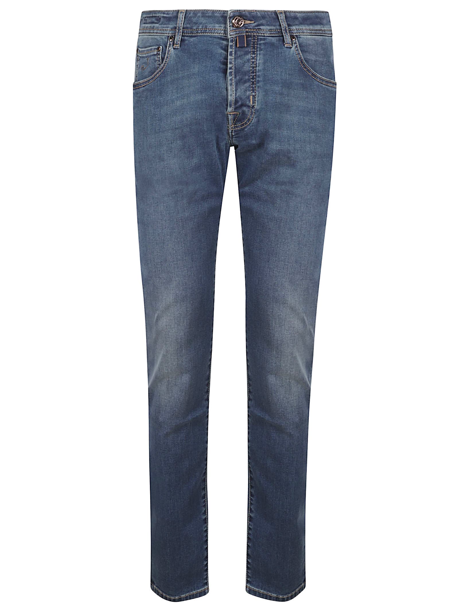 Jacob Cohen Medium-dark Wash Straight-leg Jeans With Classic Five-pocket Styling In Multi