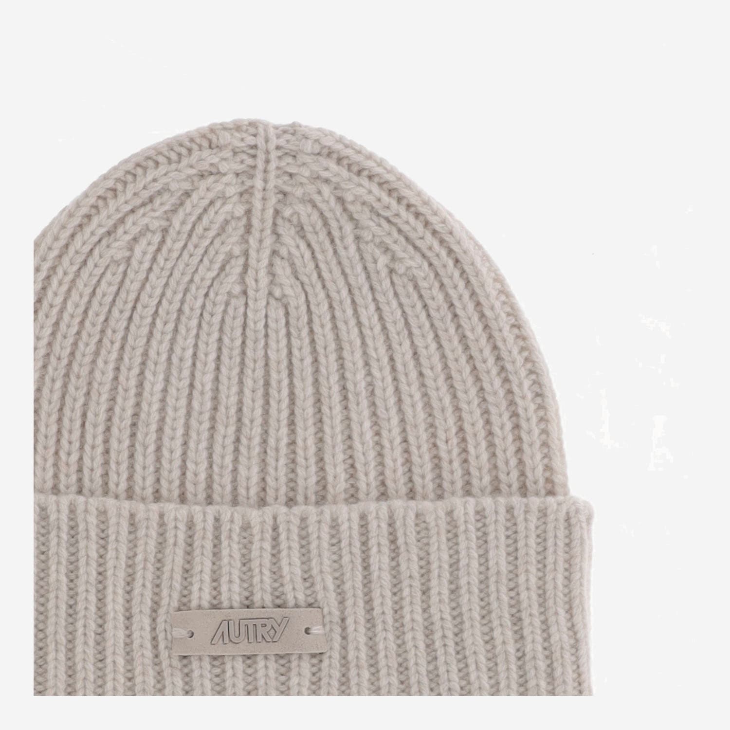 Autry Wool Beanie With Logo In Sand