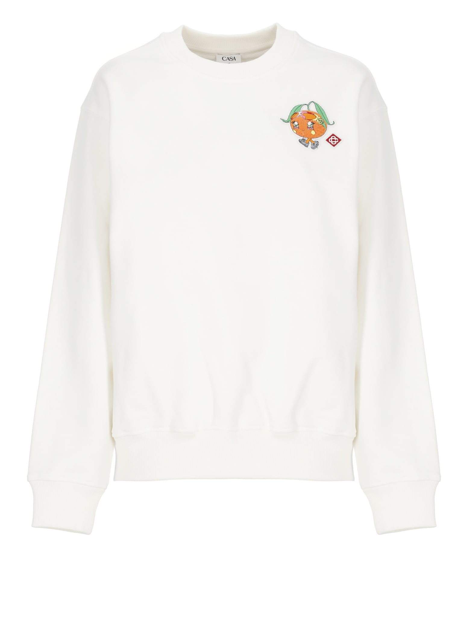 Casablanca White Cotton Sweatshirt With Contrasting Logo Patch In White