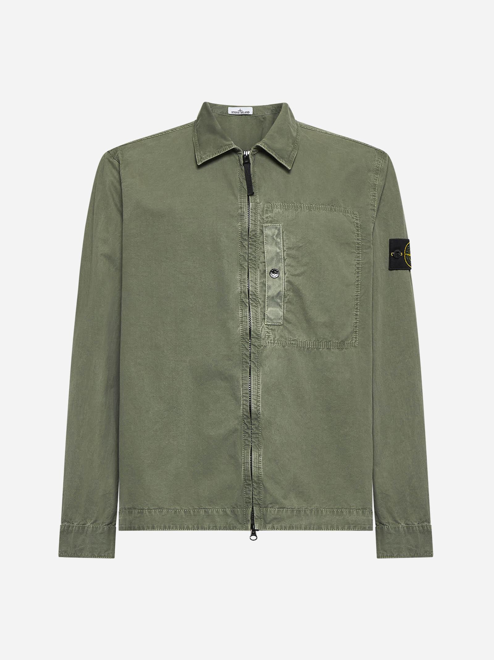 Green Cotton Zip-up Overshirt