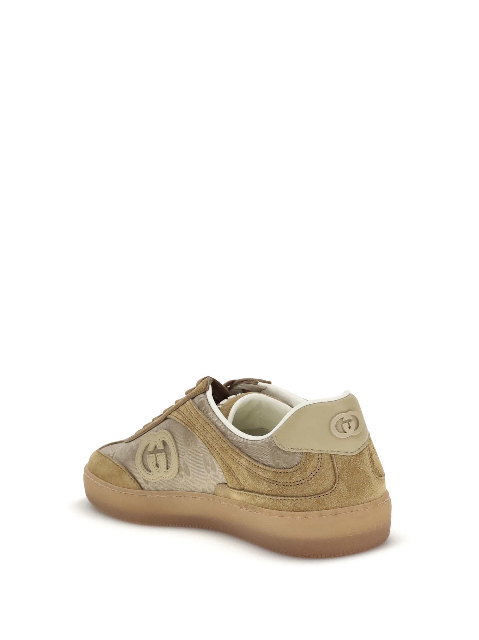 Gucci G74 Logo-patch Suede Sneakers In Neutral