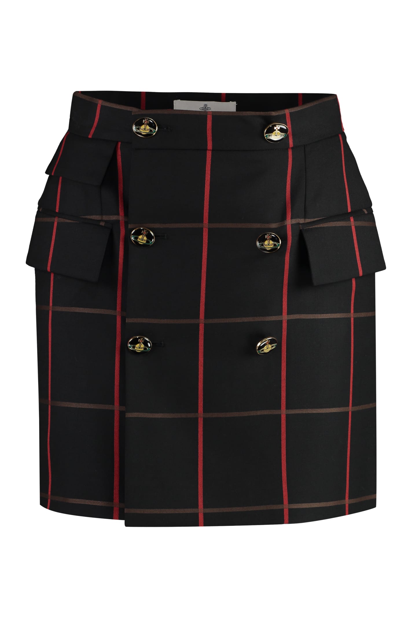 Vivienne Westwood Check Pattern Wool Skirt In Black