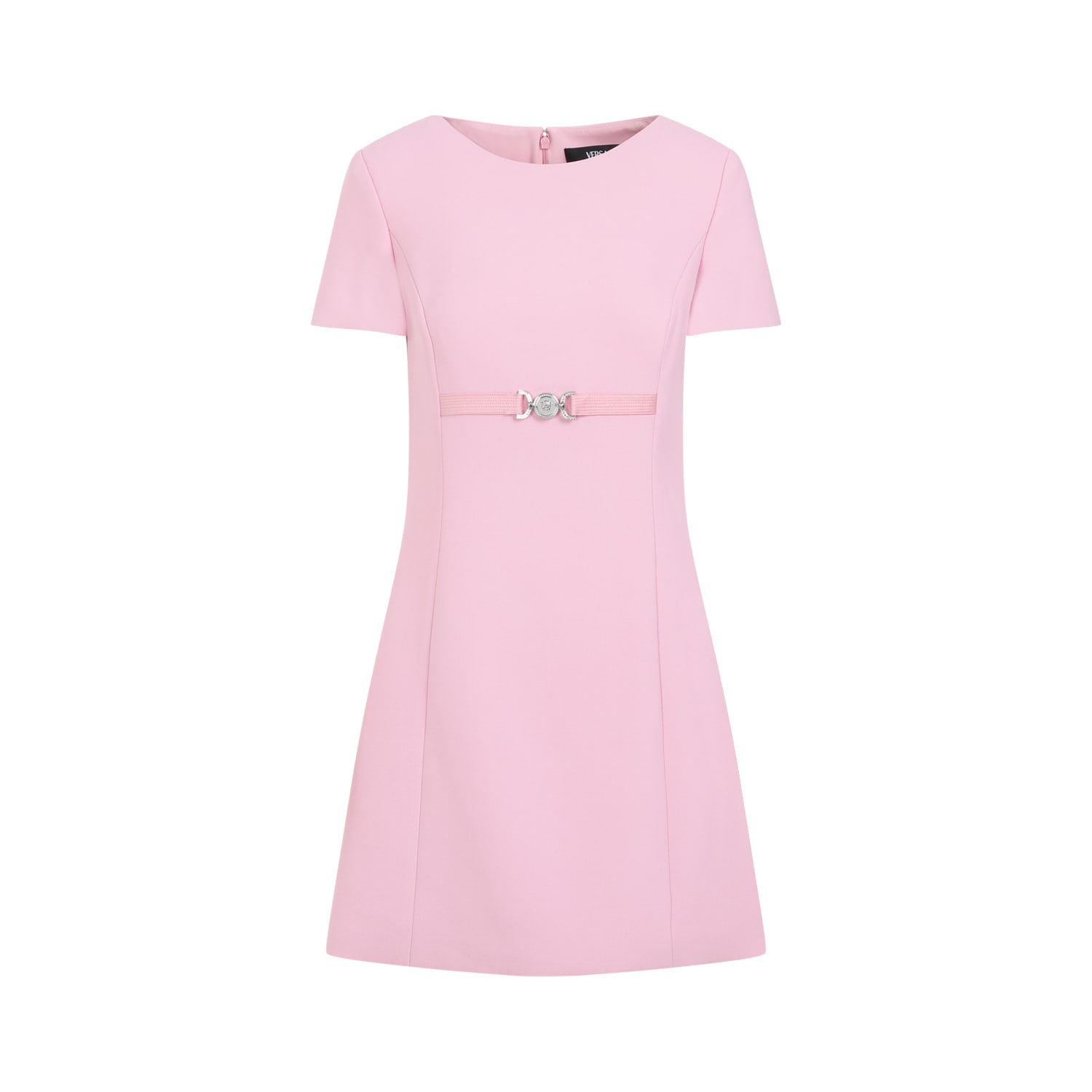 Shop Versace Mini Dress In Pale Pink