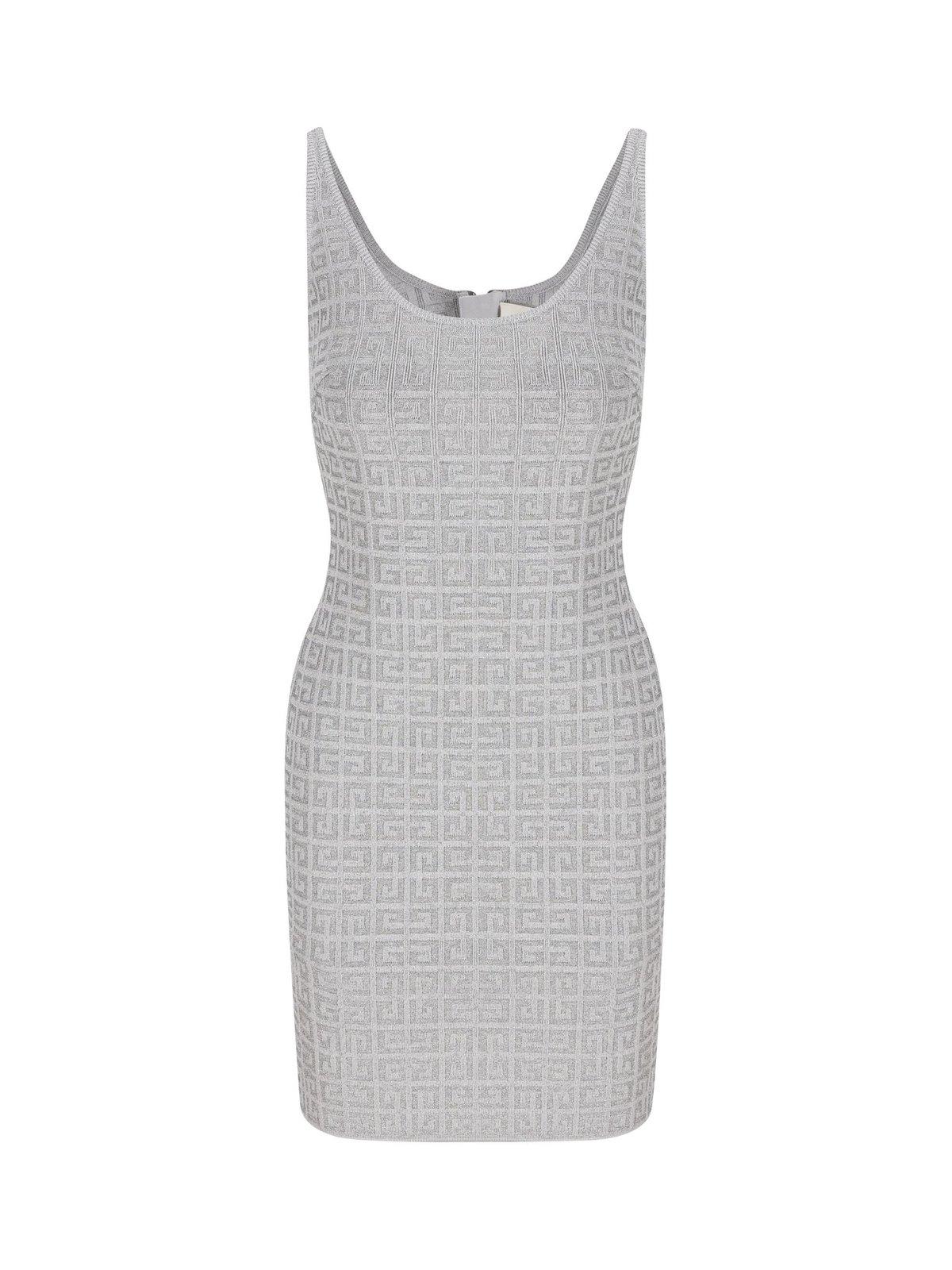 Shop Givenchy 4g Jacquard Sleeveless Mini Dress In Argento