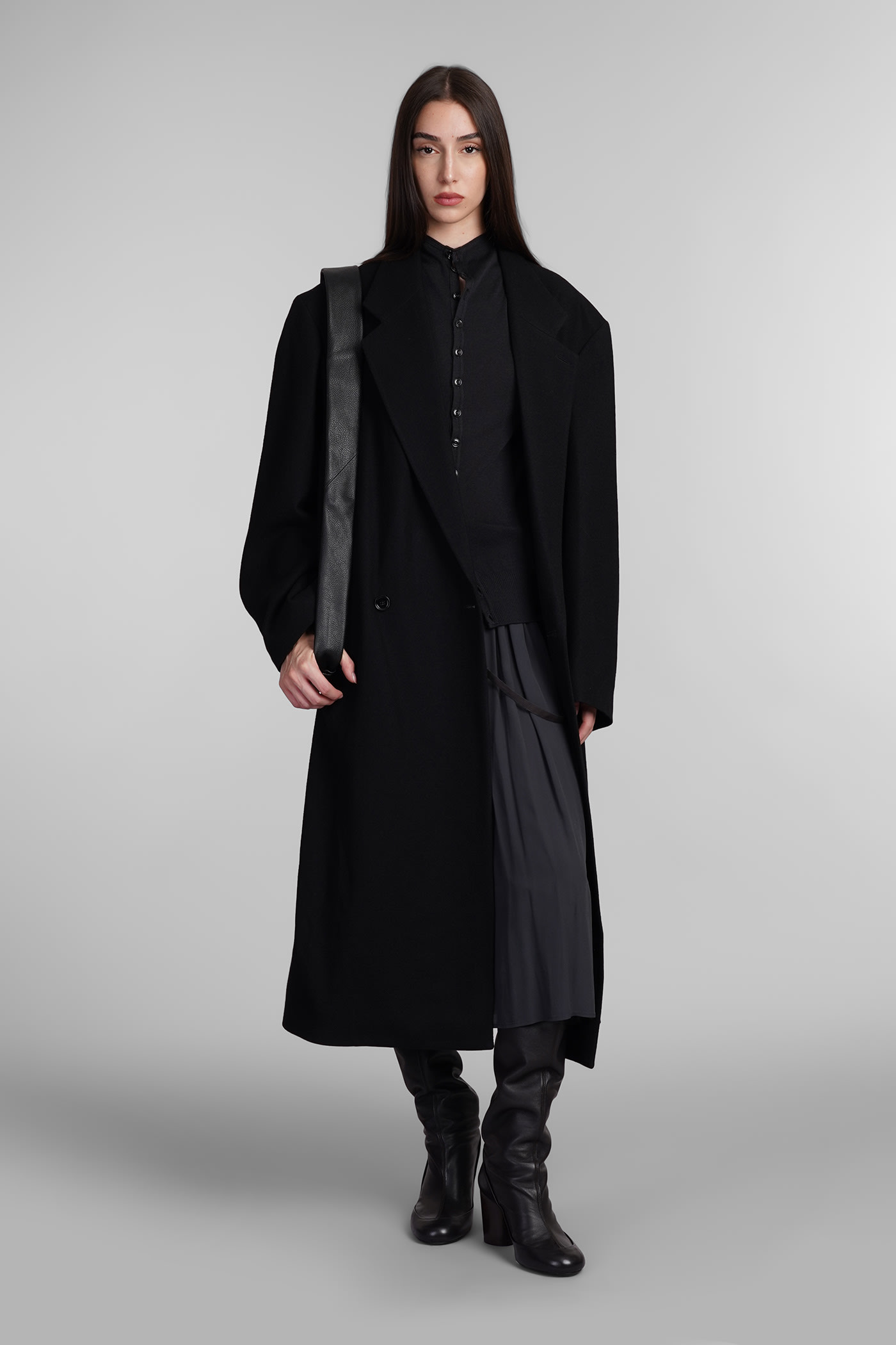 Shop Lemaire Coat In Black Wool