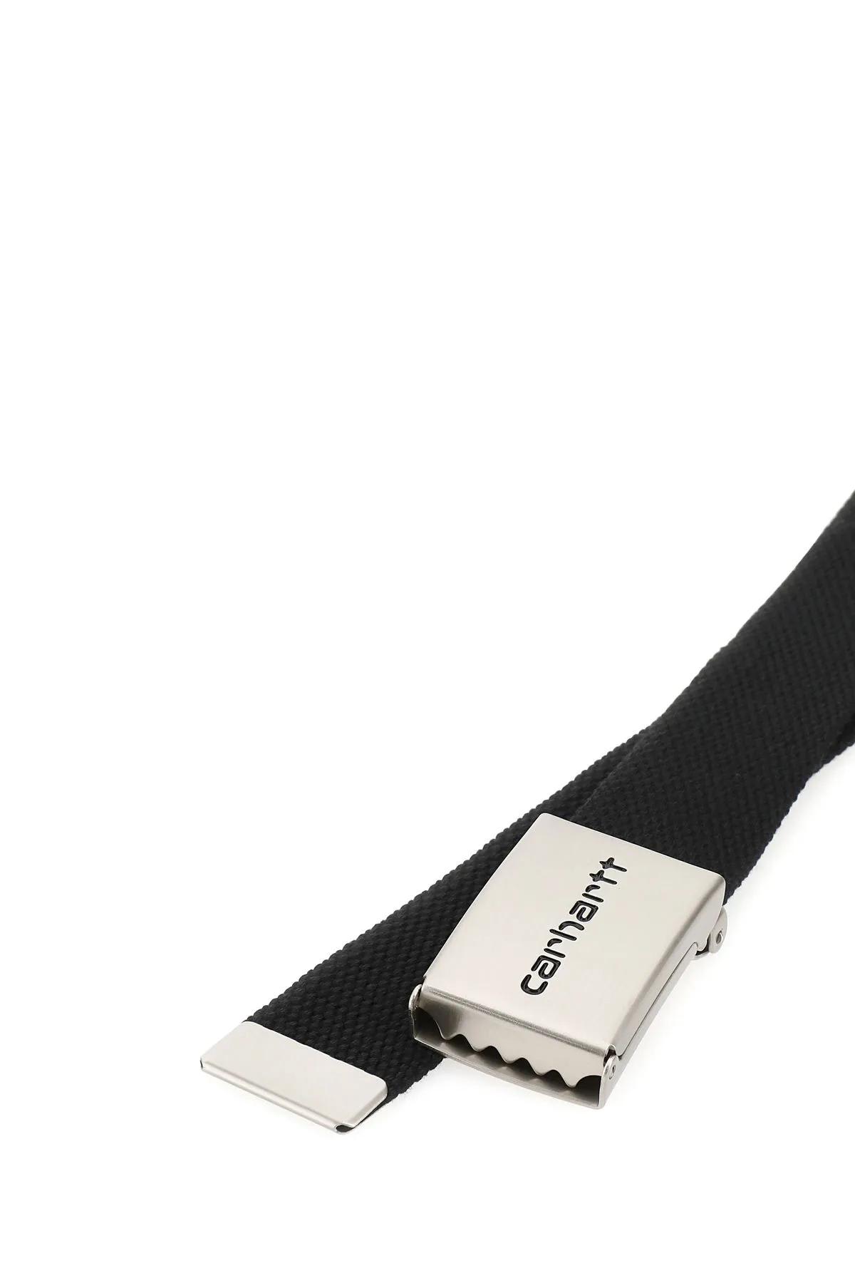 Shop Carhartt Black Fabric Clip Belt Chrome In Nero
