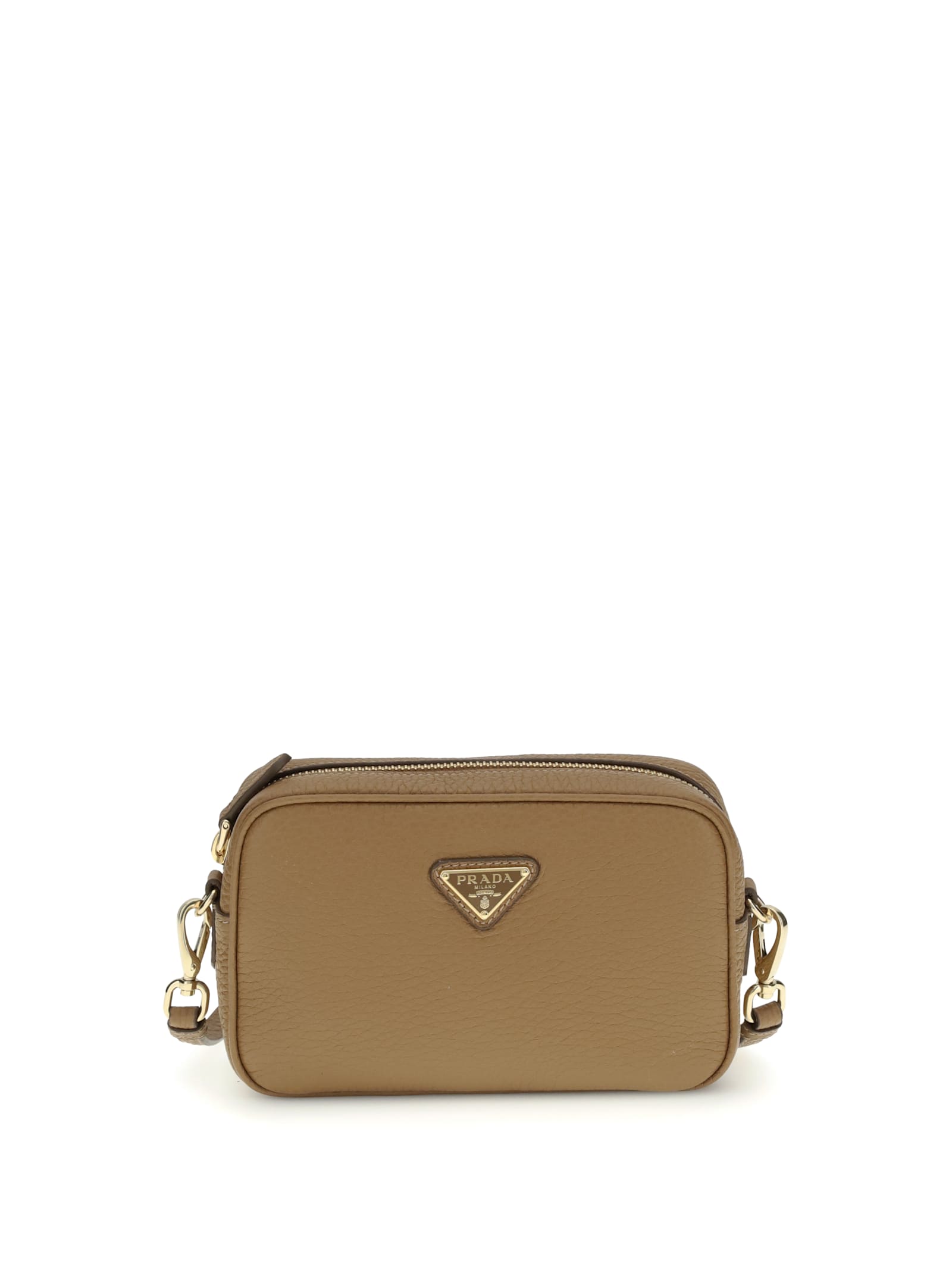Prada Hammered Leather Crossbody Bags In Brown
