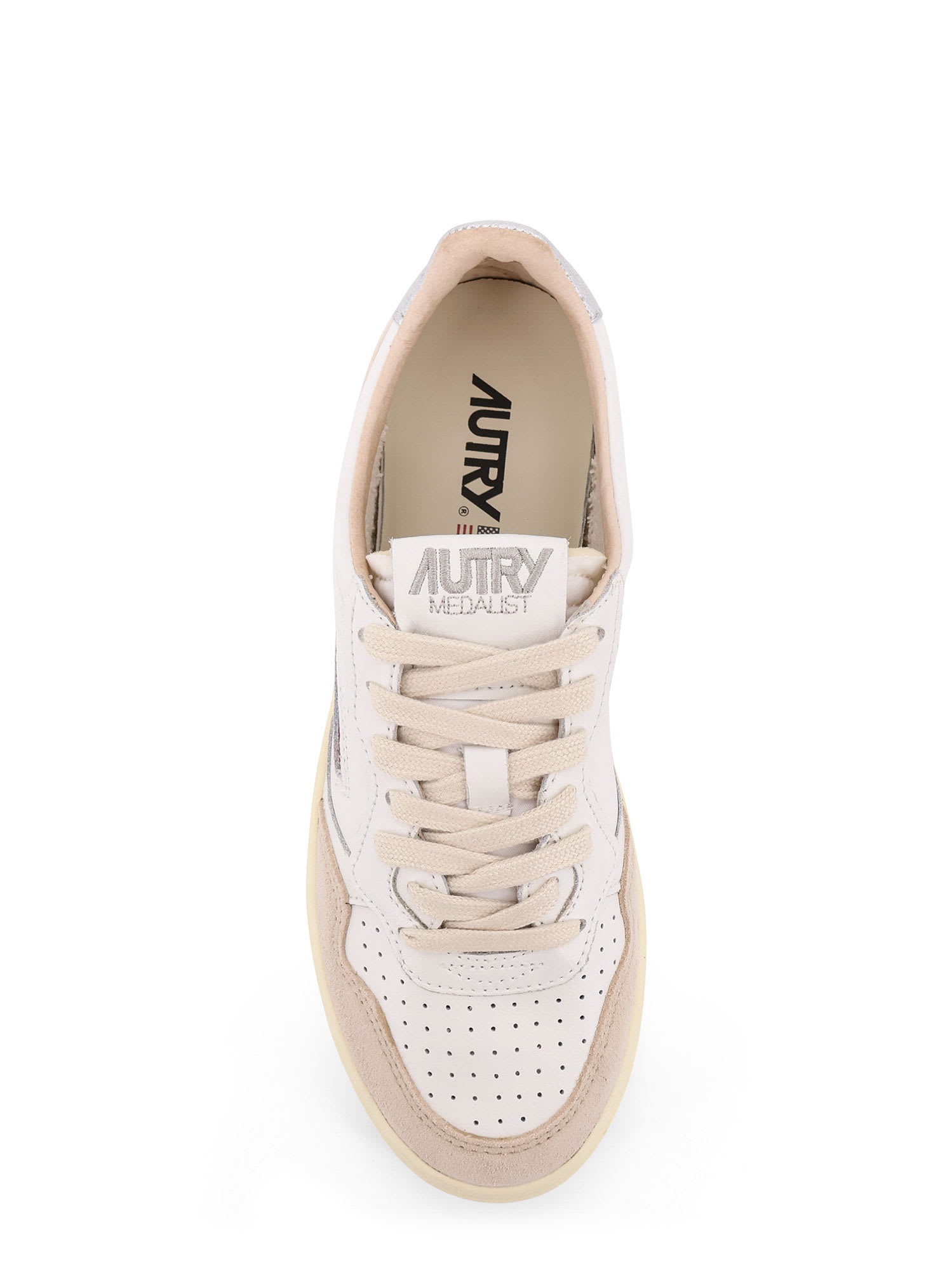 Autry Medalist Low Leather Low-top Sneakers With Suede Inserts In White
