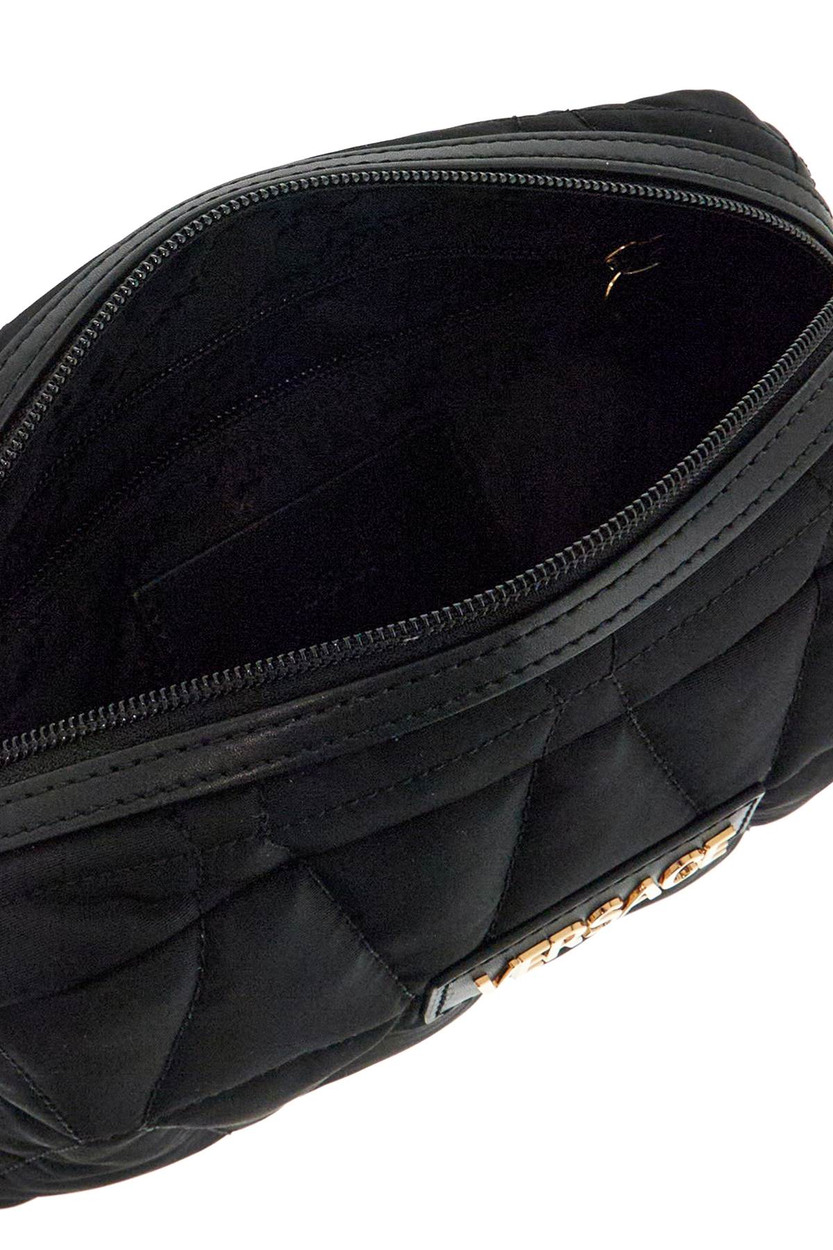Versace Quilted Nylon Camera Bag With In Black- Gold (black)