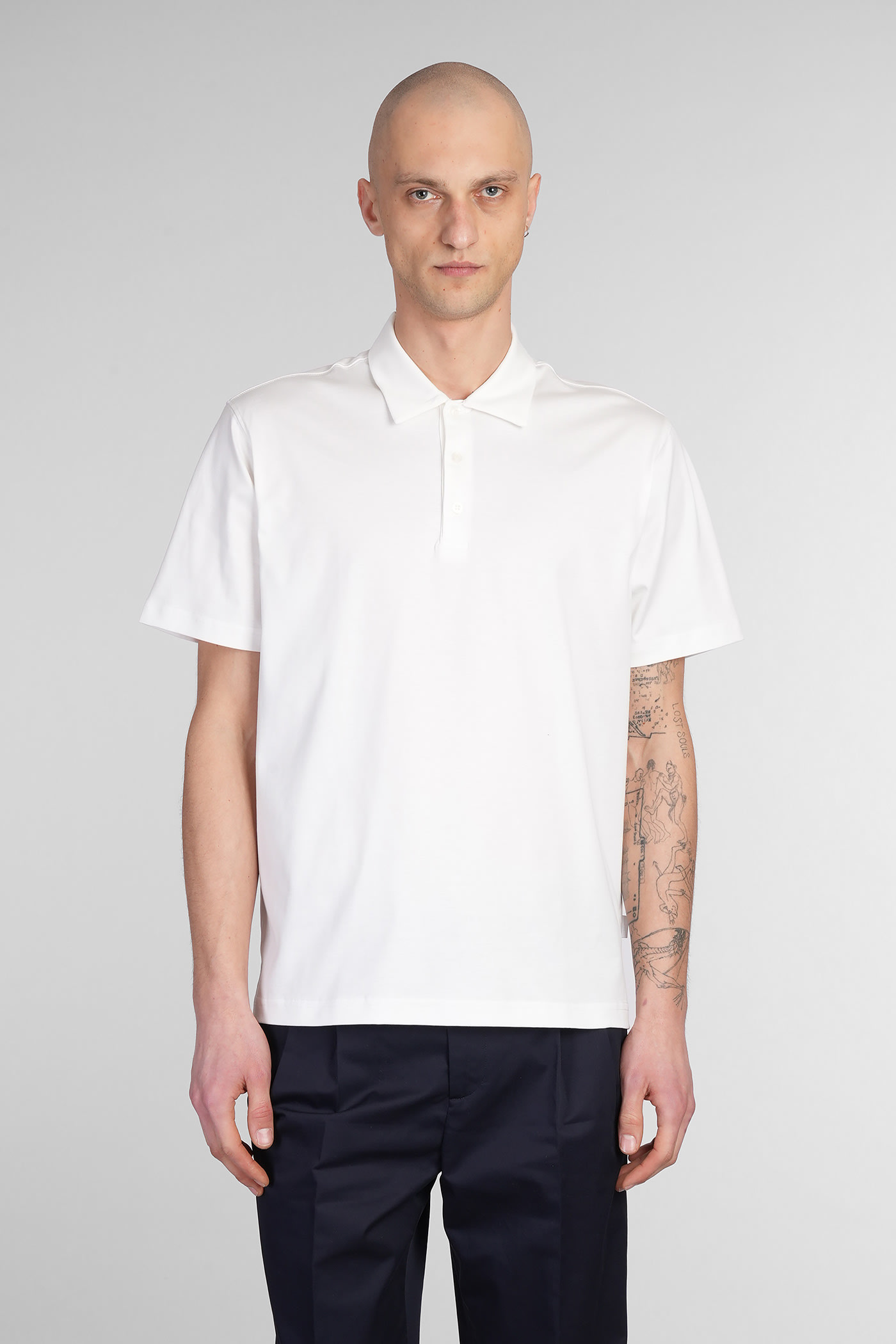 Polo In White Cotton