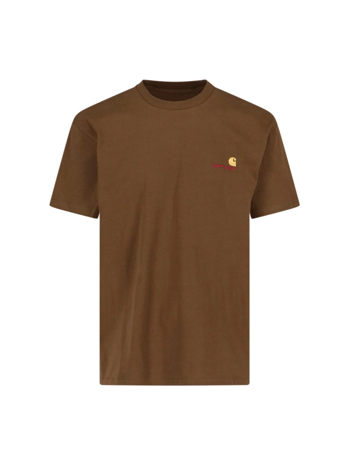 Shop Carhartt S/s American Script T-shirt In Brown