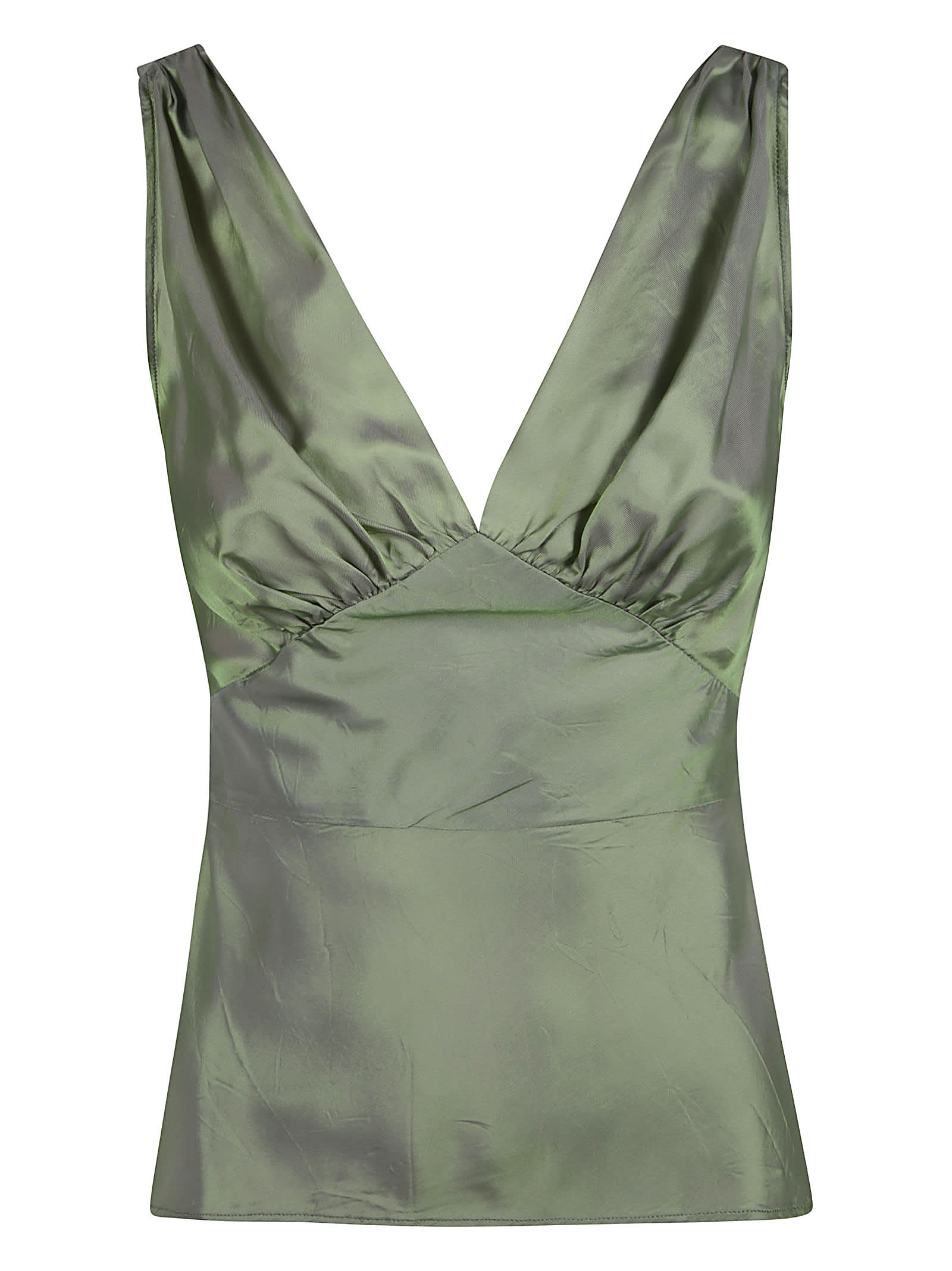 Shop Aspesi V-neck Cropped Sleeveless Top In Green