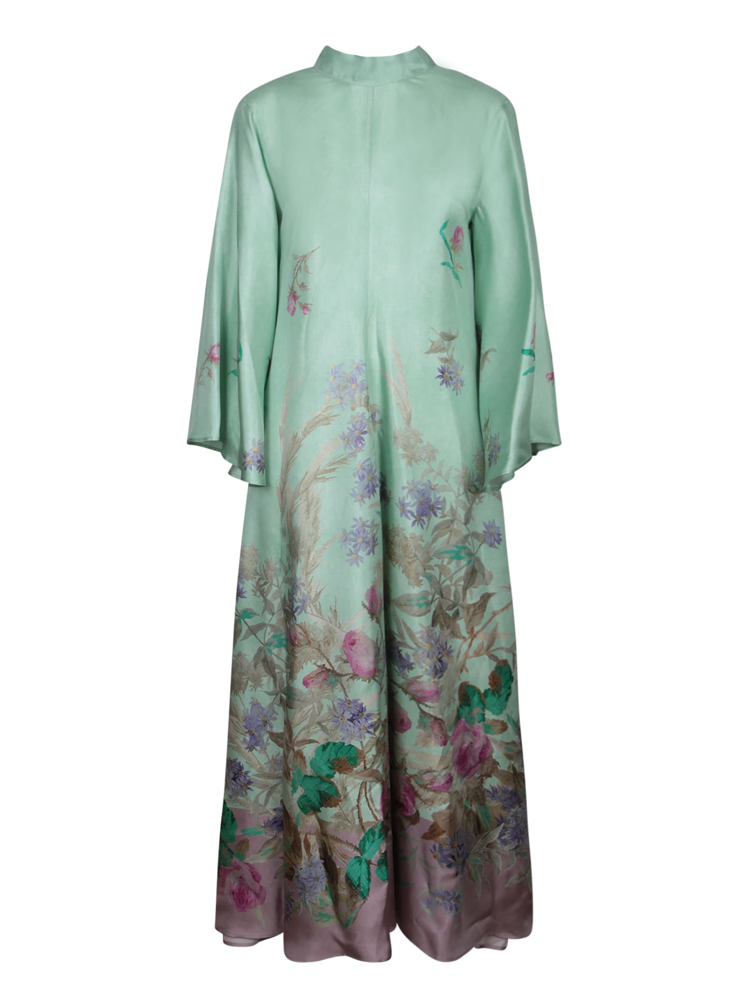 Magnificent Pastel Green Silk Dress