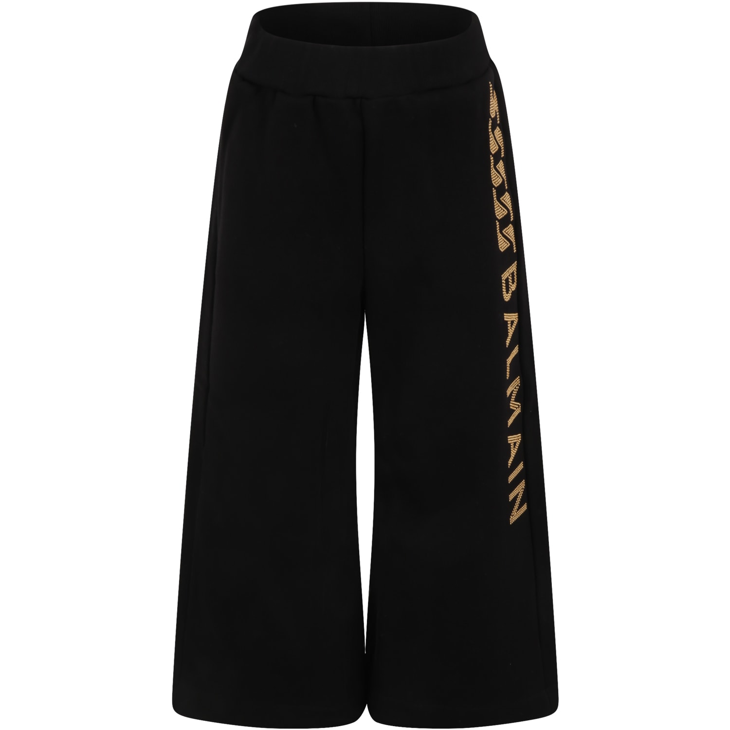 Balmain Black Pants For Girl With Studded Logo