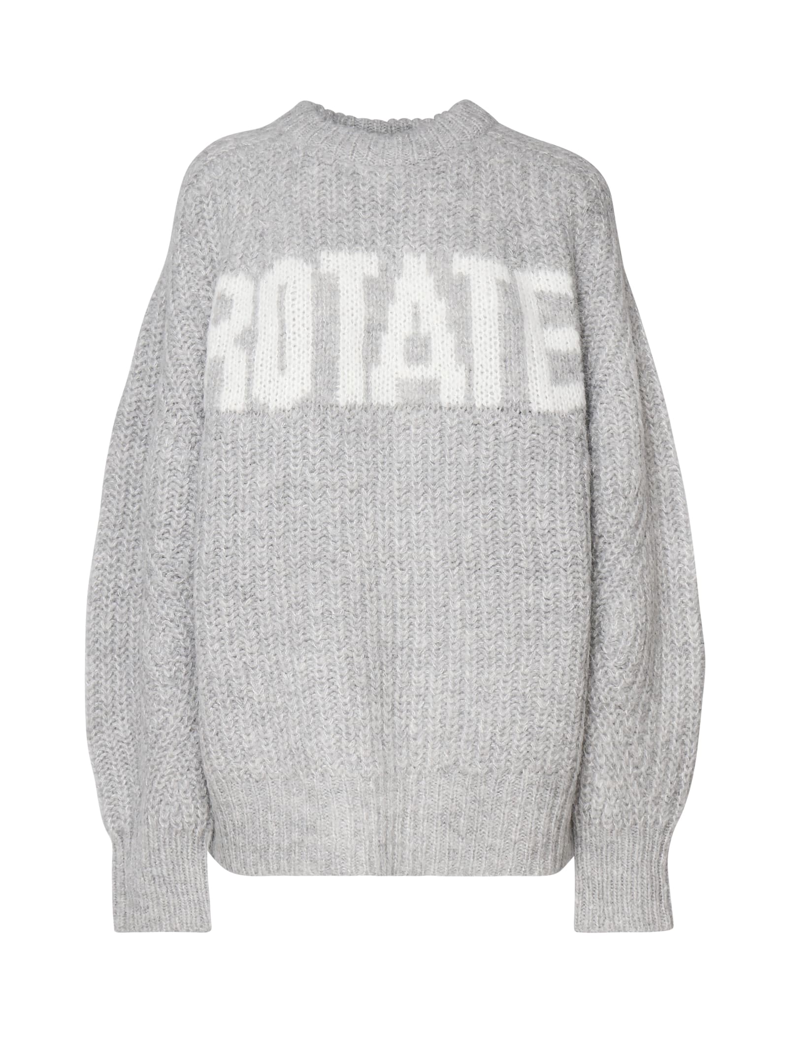 Shop Rotate Birger Christensen Knitted Logo Sweatshirt In Opal Gray