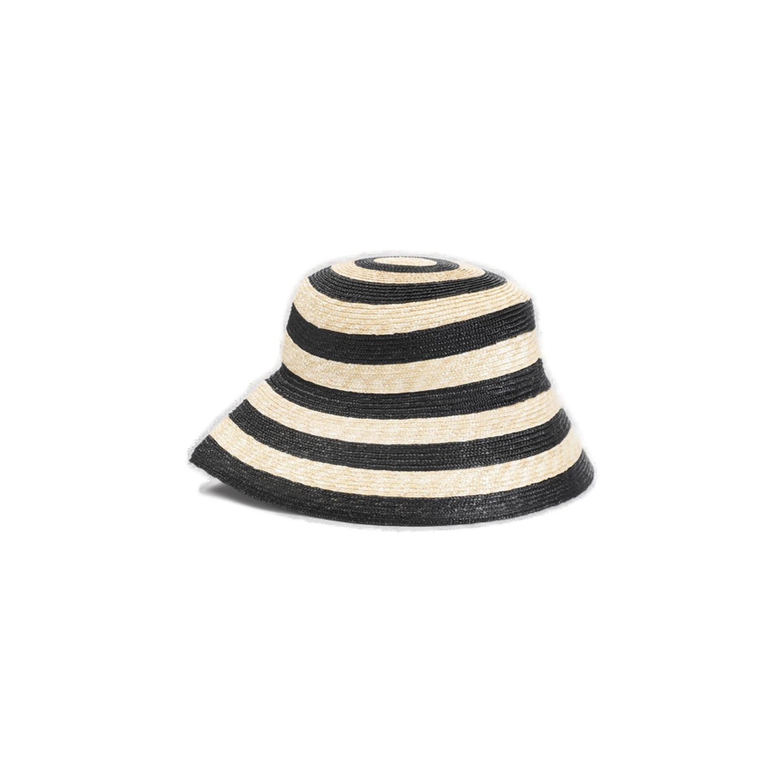 Shop Jacquemus Logo Patch Striped Woven Hat In Multicolour