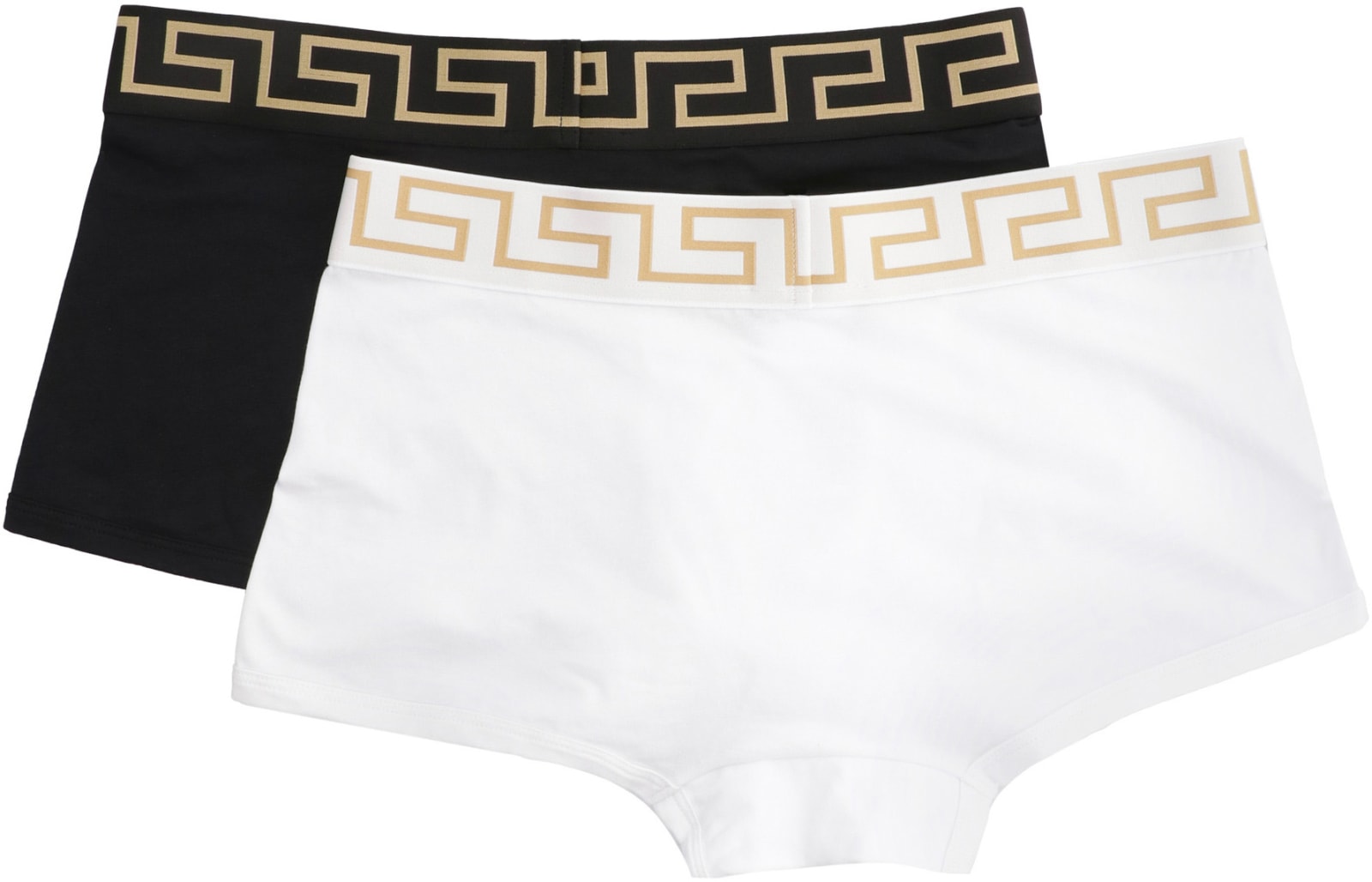 Shop Versace Set Of Two Cotton Boxers With Logoed Elastic Band In Black