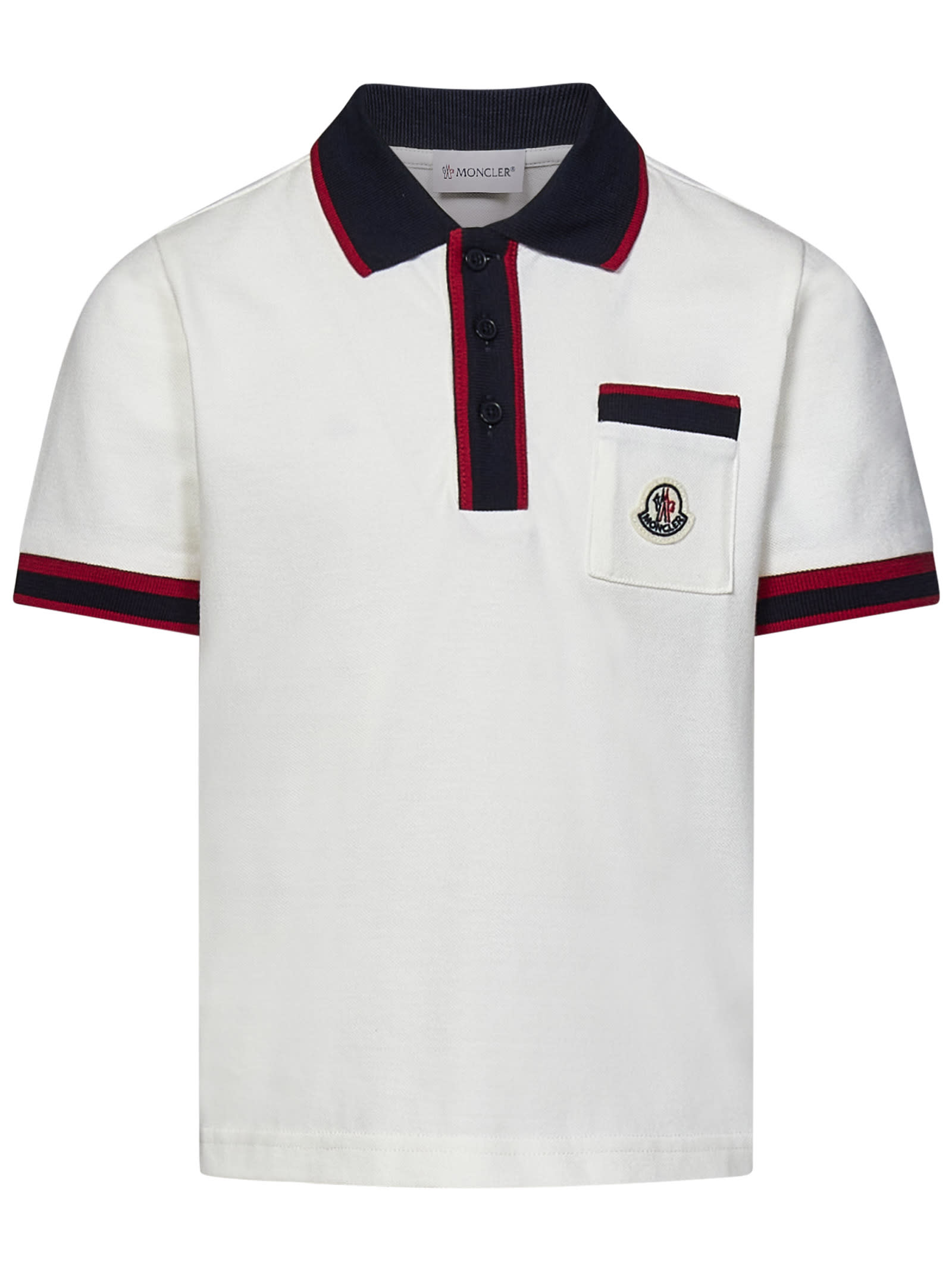 Shop Moncler Enfant Polo Shirt In White