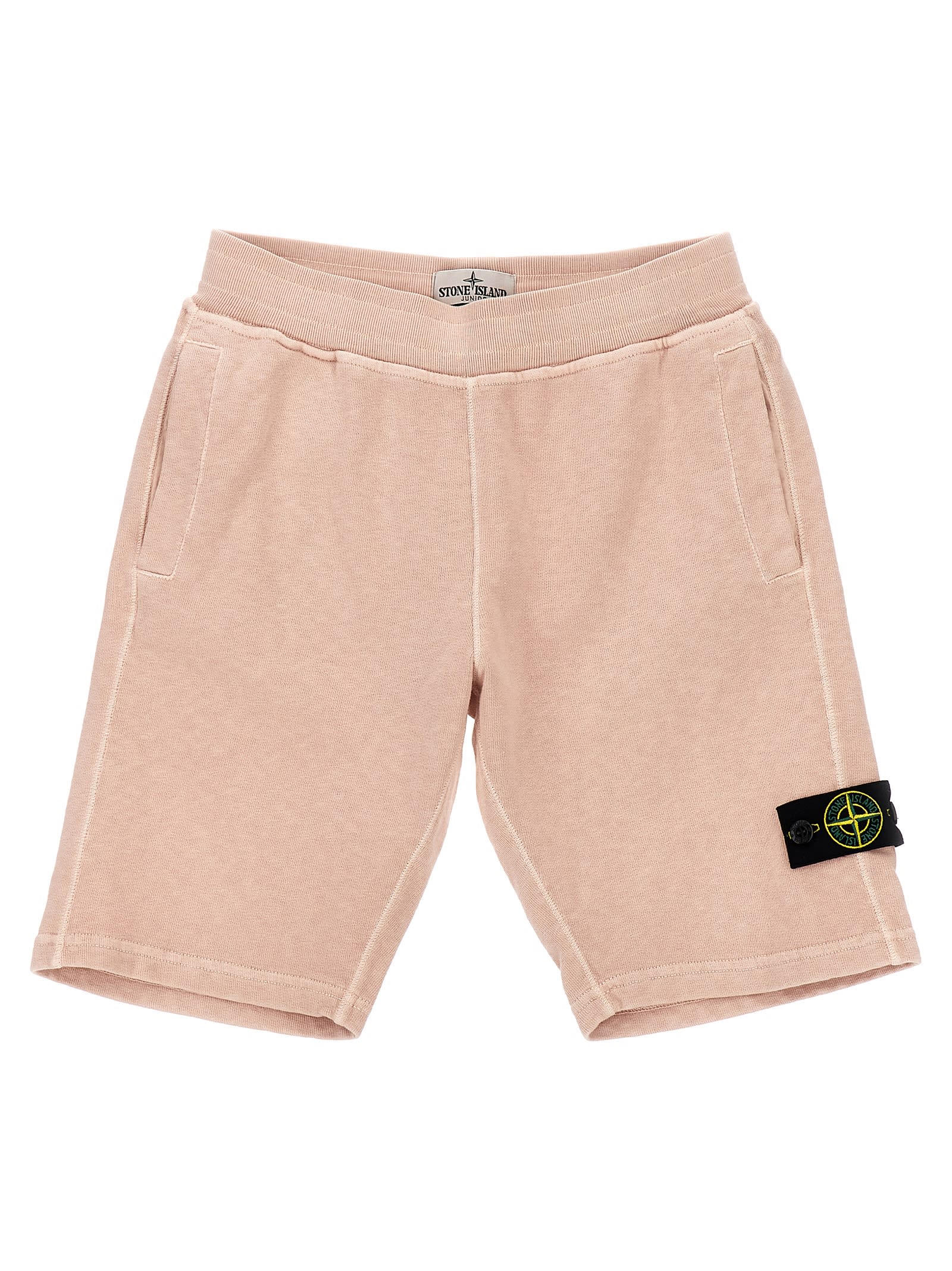 Stone Island Logo Badge Bermuda Shorts In Pink
