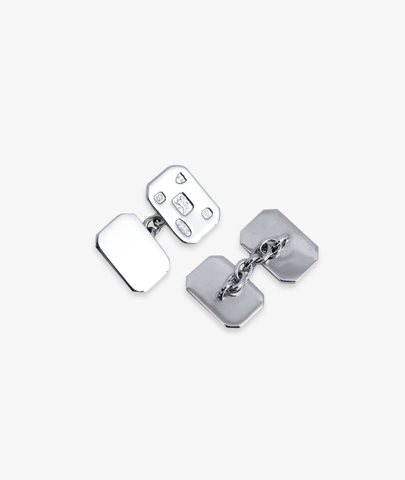 Shop Larusmiani Rectangular Plain Cufflinks With Engraved Symbols Cufflinks In Silver