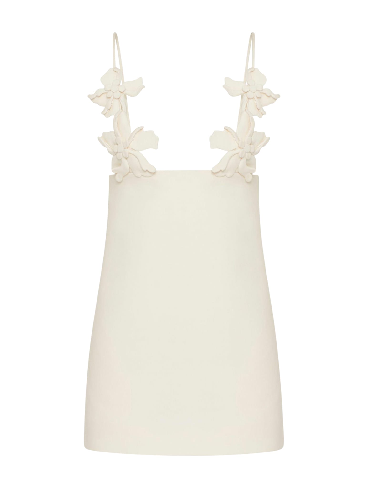 Shop Valentino Dress - Embroidered Embroideries Crepe Couture In Ivory
