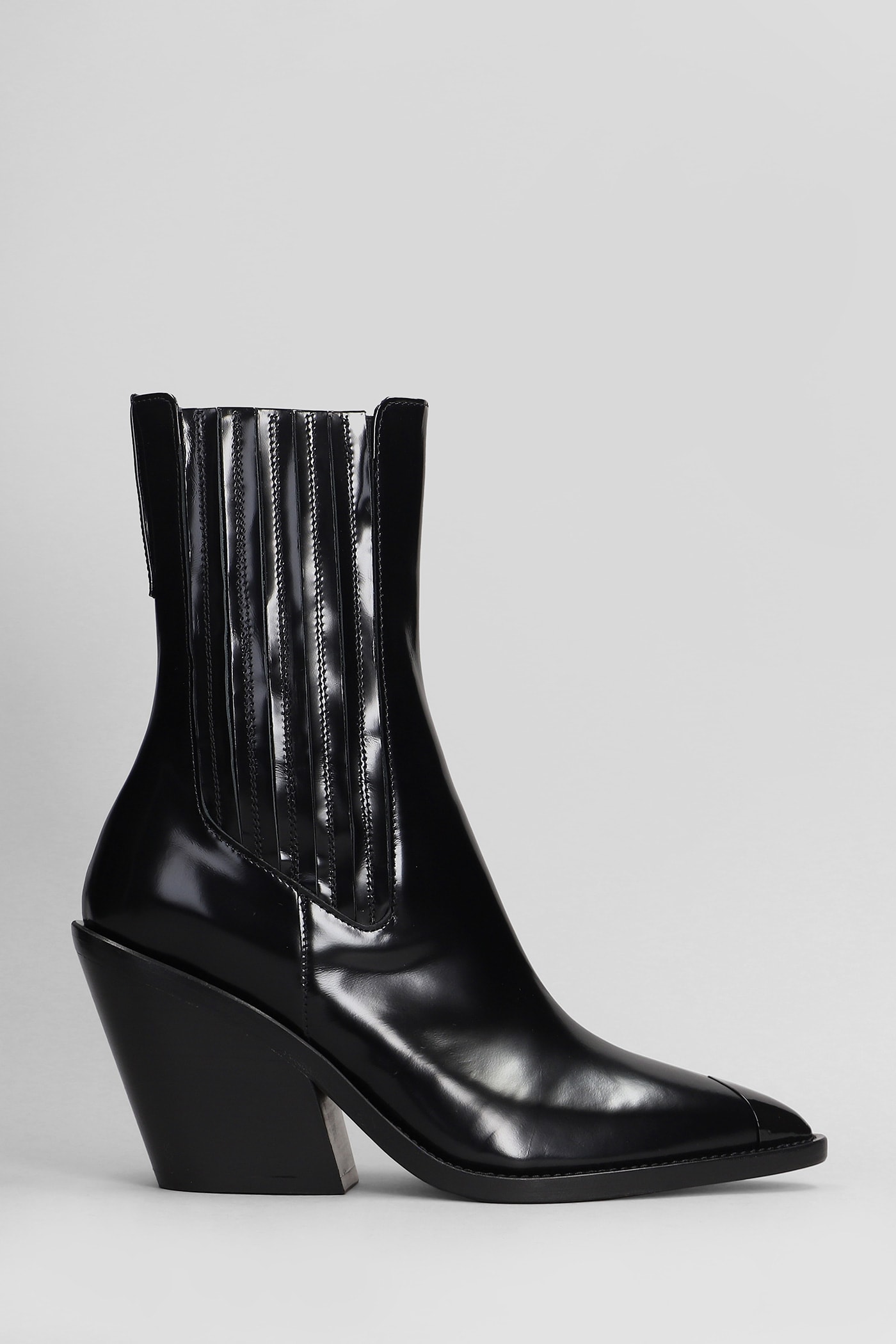 Mazola High Heels Ankle Boots In Black Leather