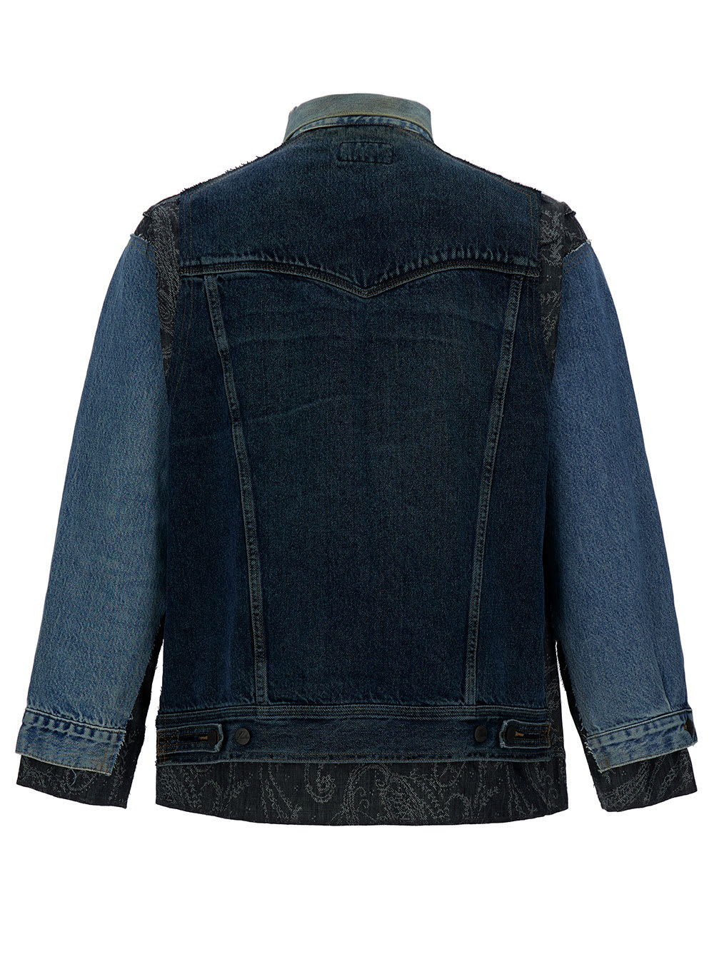 Shop Needles Blue Patchwork Asymmetric Jacket In Cotton Denim Man