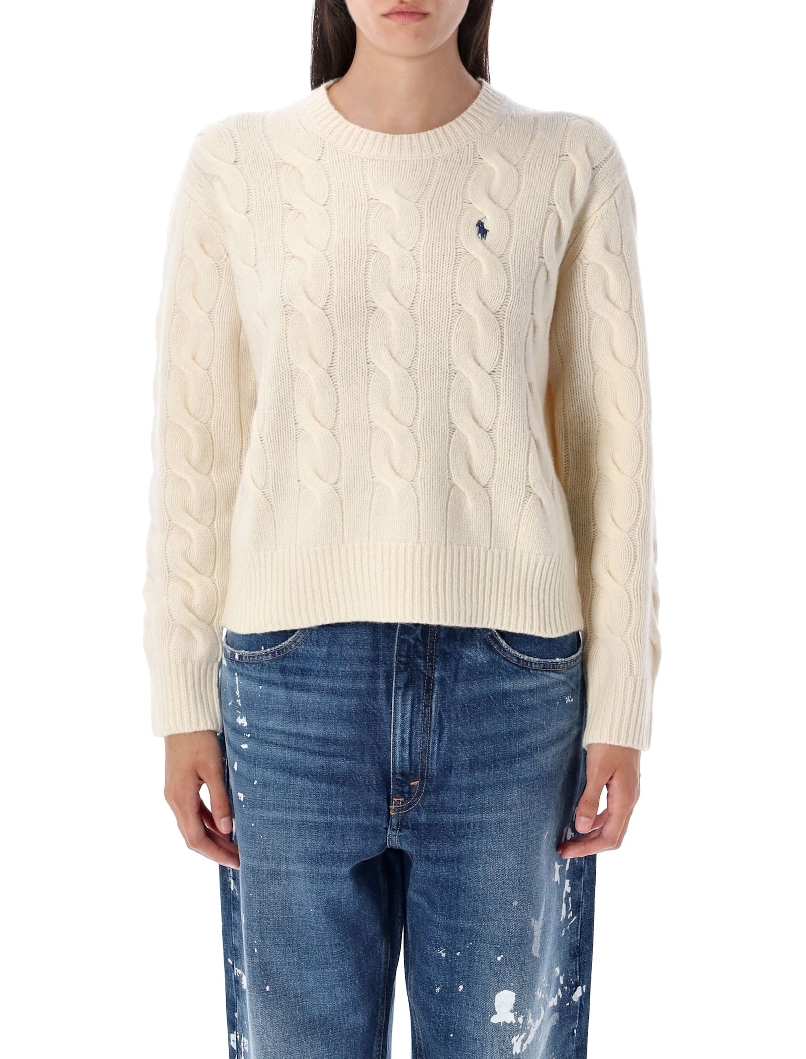Polo Ralph Lauren Wool And Cashmere Cable-knit Sweater In Neutral