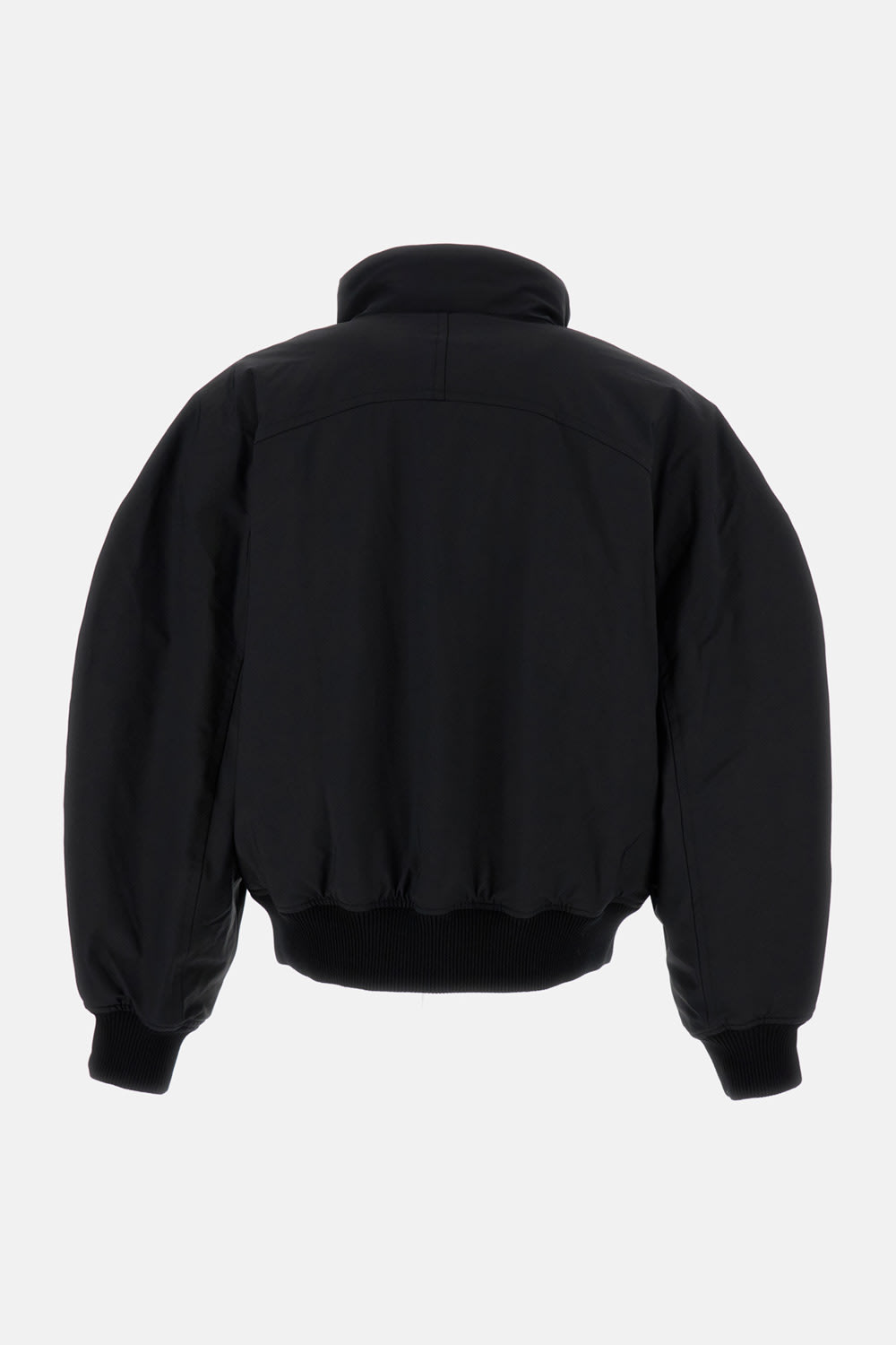 Jacquemus Stretch Cotton Blend Jacket With Zip And High Collar In Black